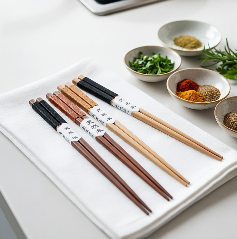 Anygleam Natural 4pairs Wooden Chopsticks Reusable Kitchen Tableware