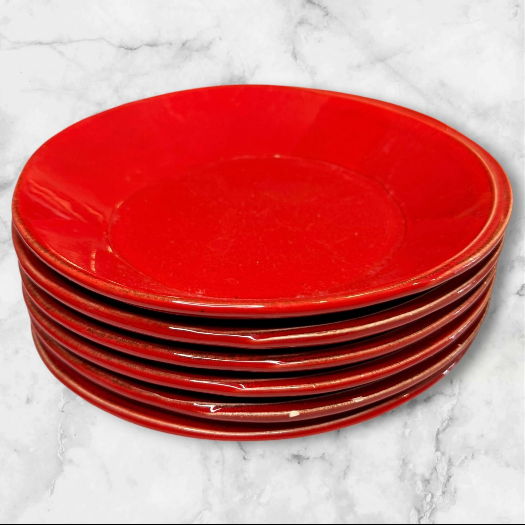 Vietri Lastra Red Pasta Bowls | Set of 6 | Fair Condition