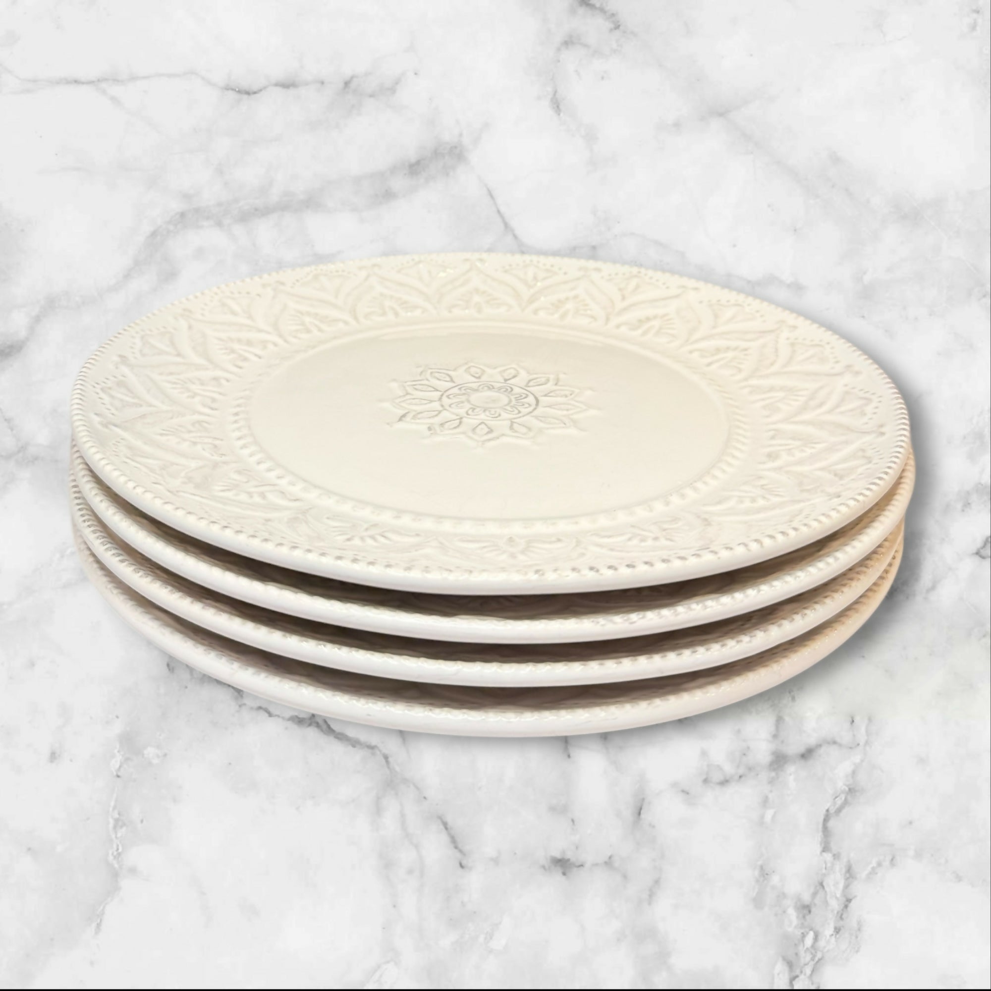 Pier 1 Chateau Clair White Dinner Plates | Set of 4 | Good Condition
