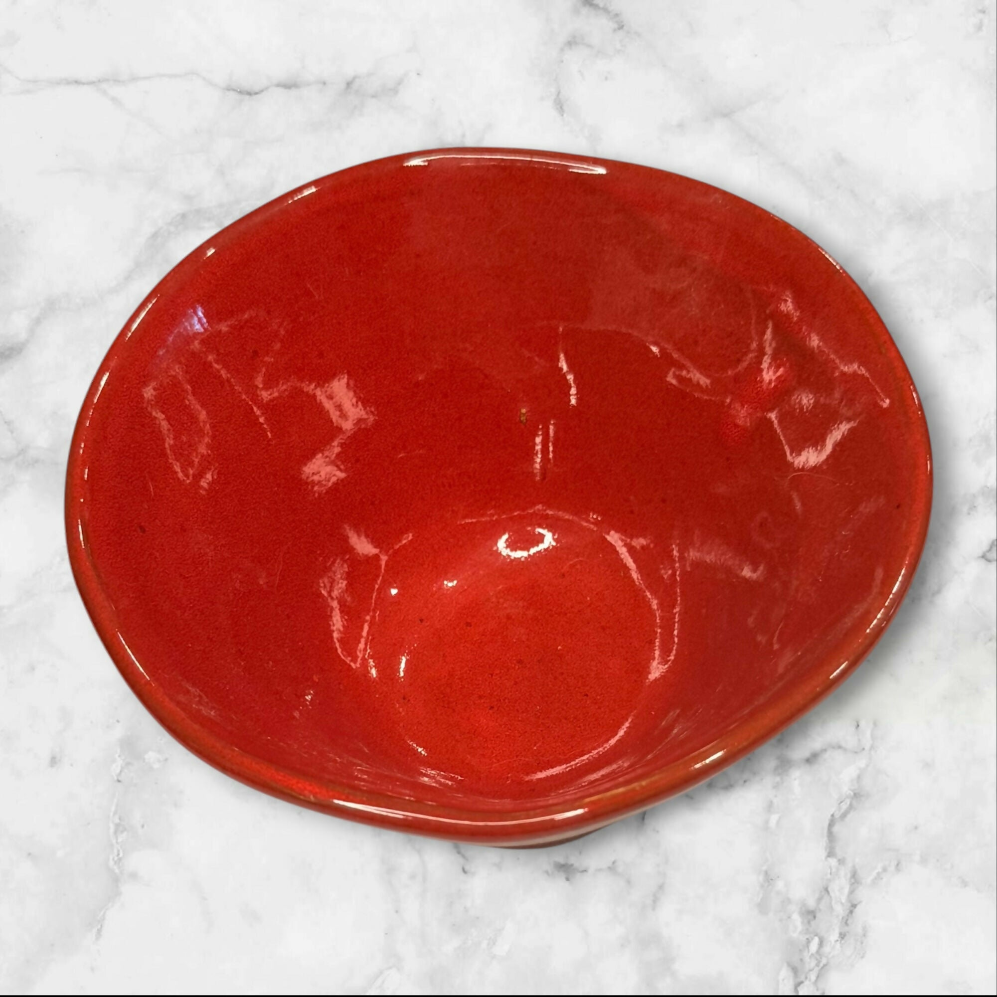 Crate & Barrel Rustic Red Freeform Soup Cereal Bowls | Set of 4 | Italy