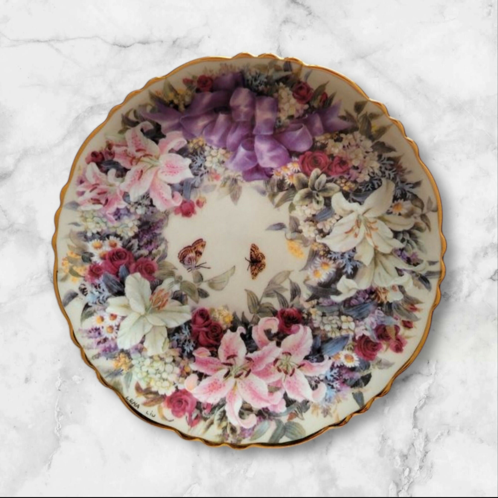 Lena Liu Floral Greetings Collector Plates Set of 5 | Excellent Condition | 1994–95