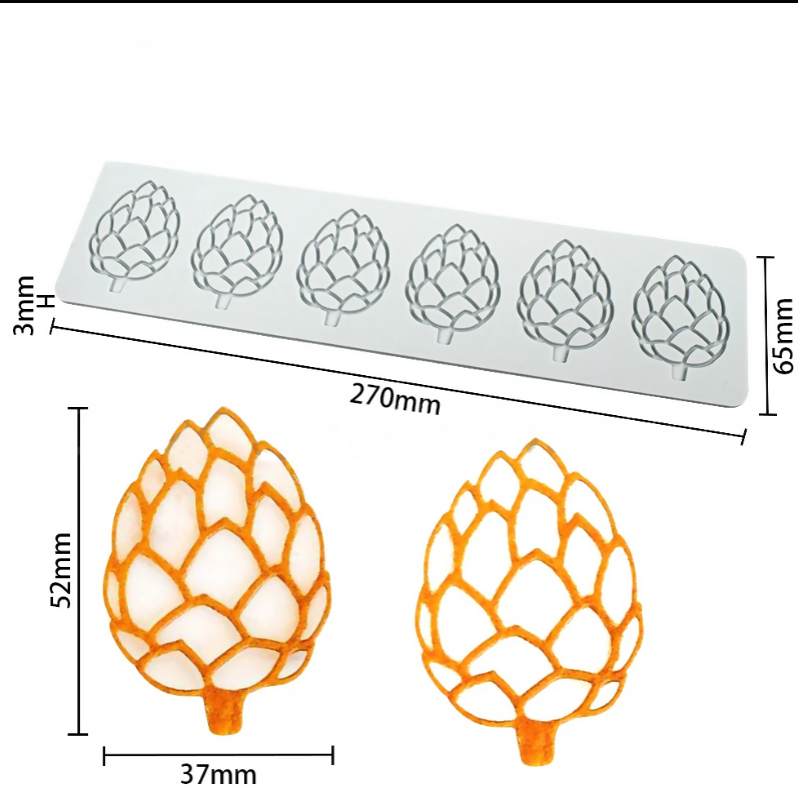 Anygleam Fondant Molder Grey Pine Cone Lace Pad Silicone Cake Baking Confectionery Tools