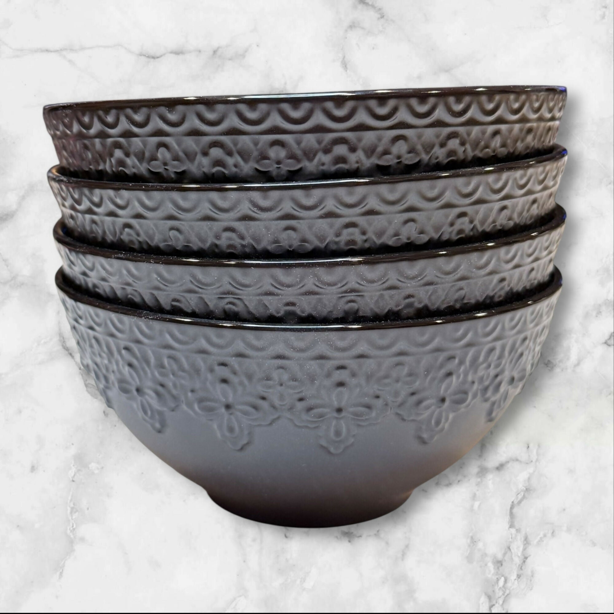 Lenox Chelse Muse Fleur Matte Black Bowls | Set of 4 | 18 oz | New in Box