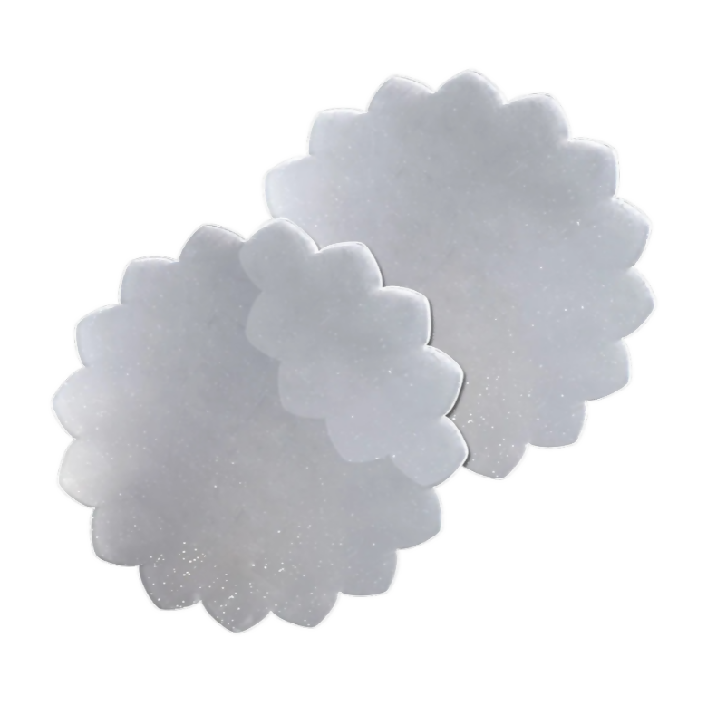 Anygleam Acrylic Cake Disc 2PC Clear Dhalia Flower Scalloped Plexiglass Board Baking Pastry Tools