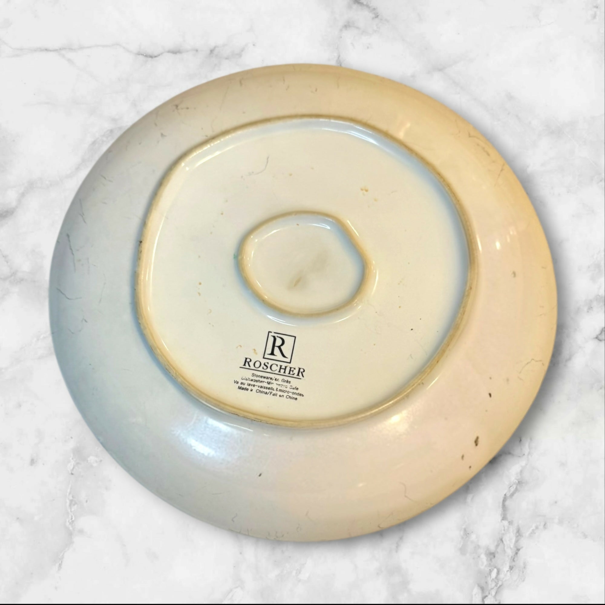 Roscher & Co Crackle Glass Turquoise Dinner & Salad Plates | Set of 8 | Good Condition