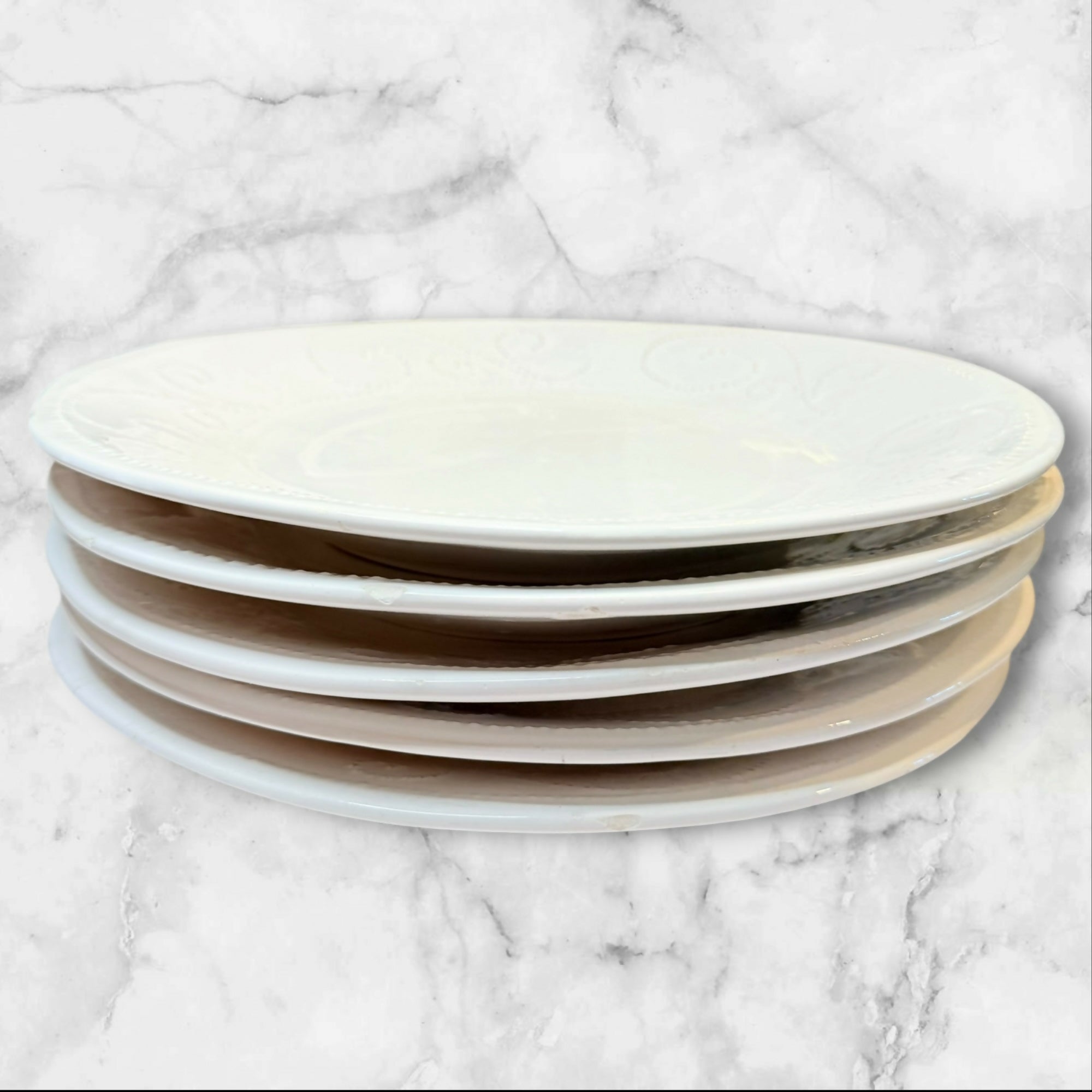 Sweet Ceramics SWZ1 White Dinner Plates | Set of 5 | Gently Used