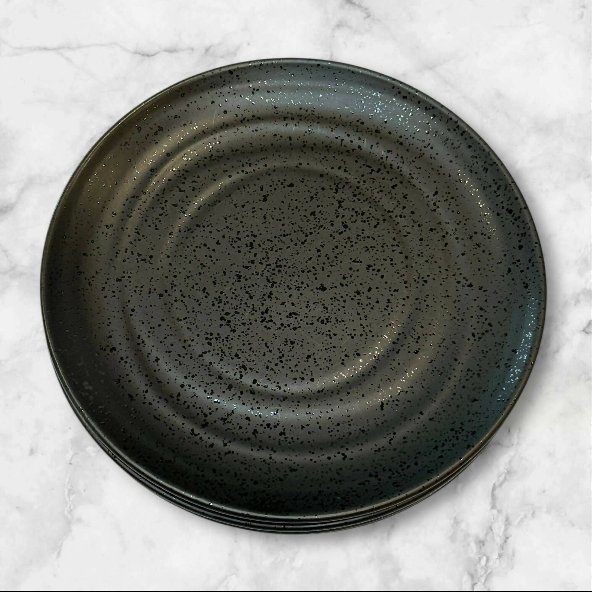 Oake Black Speckled Stoneware Salad Plates | Set of 4 | Great Condition