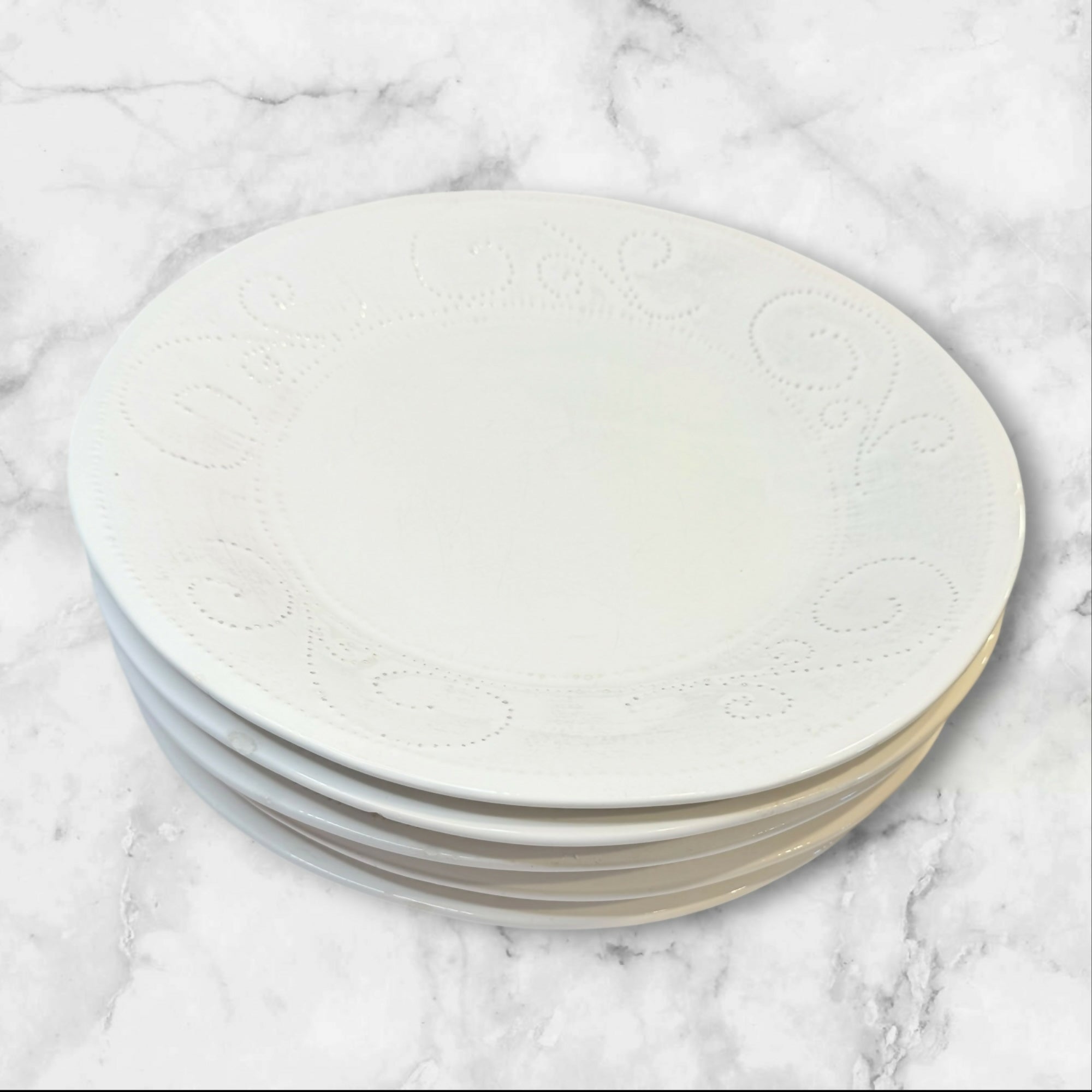 Sweet Ceramics SWZ1 White Dinner Plates | Set of 5 | Gently Used