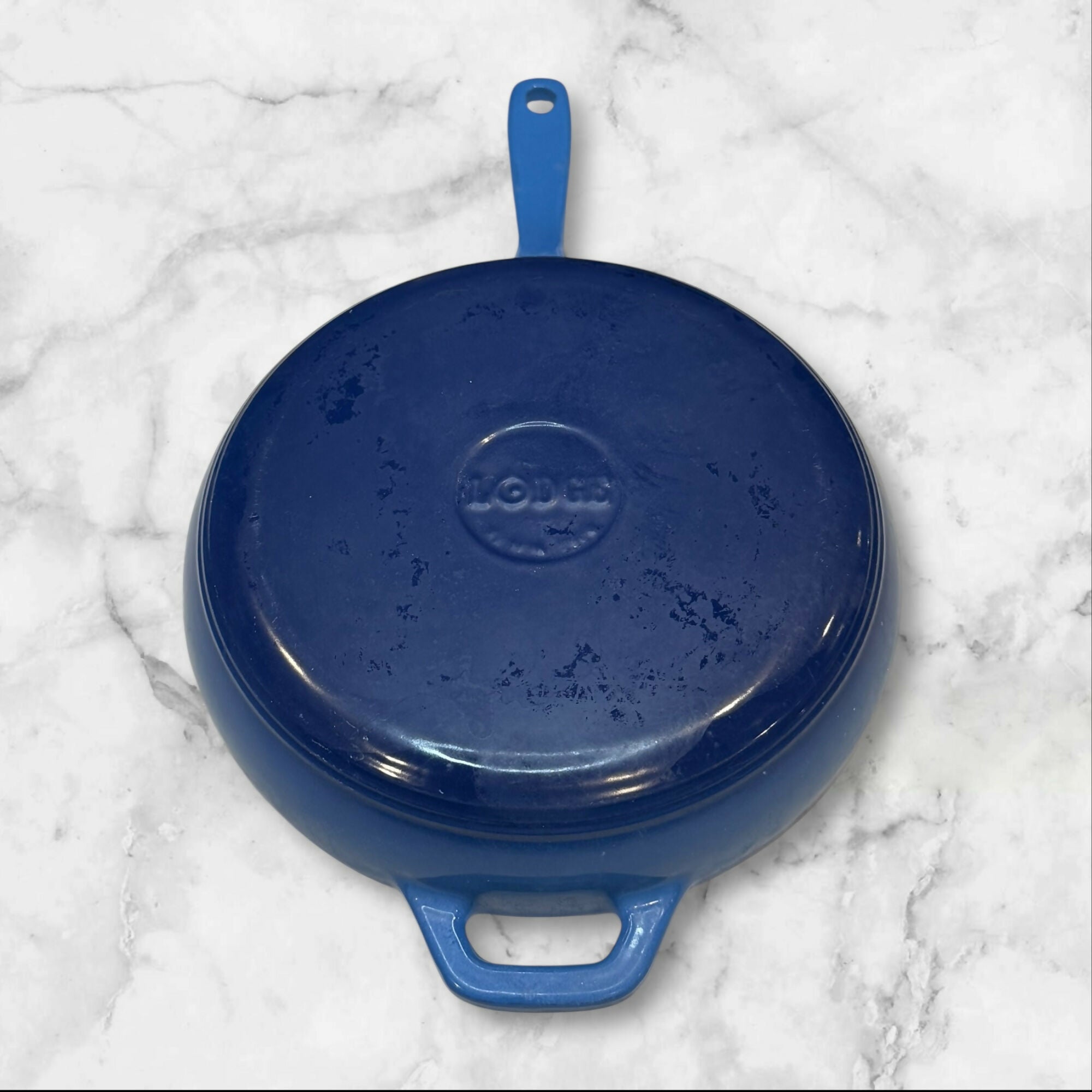 Lodge Enamel Cast Iron Skillet Fry Pan Blue 10.75” | Excellent Condition