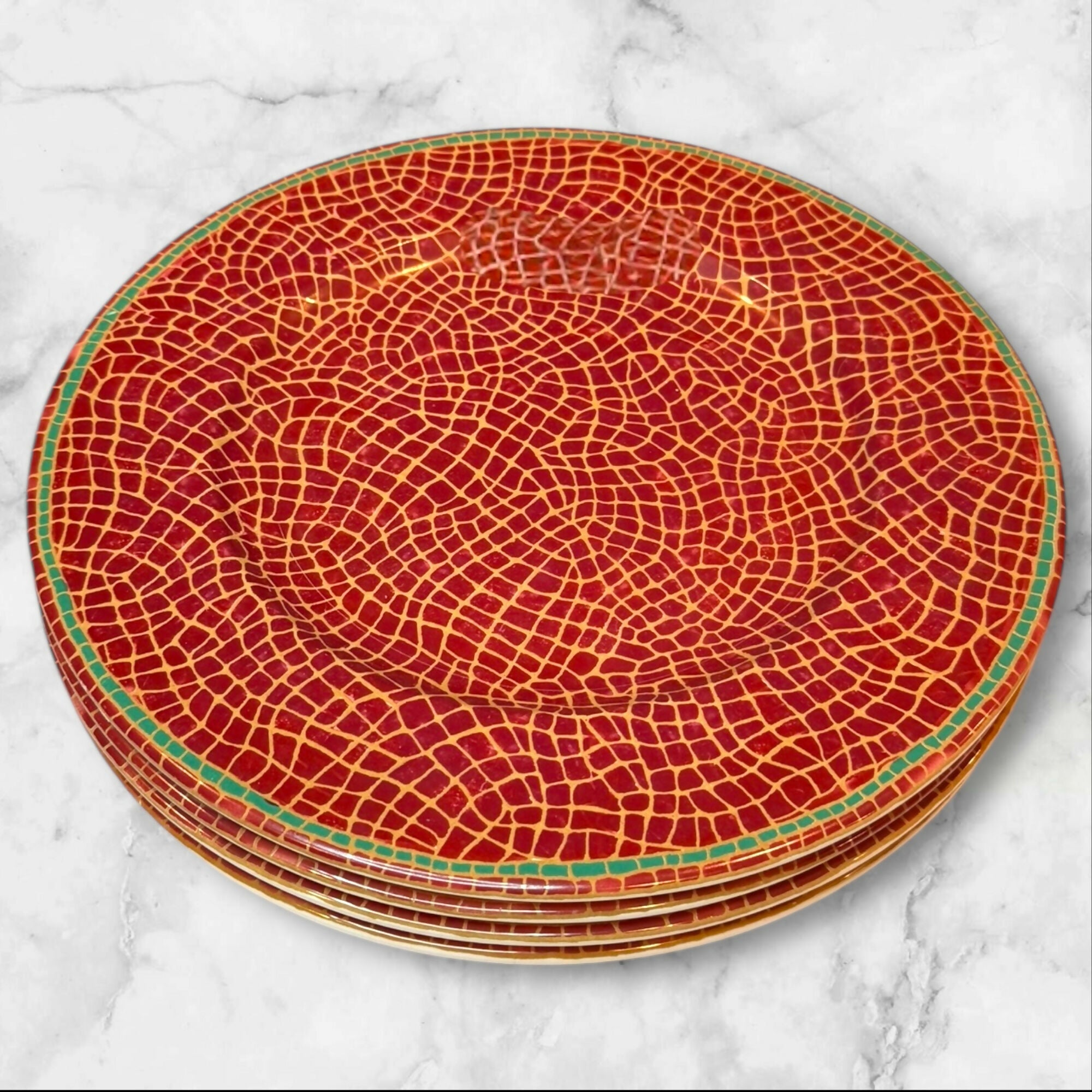 Pier 1 Mosaic Fruit Chop Plates / Round Platters | Set of 5 | Great Condition