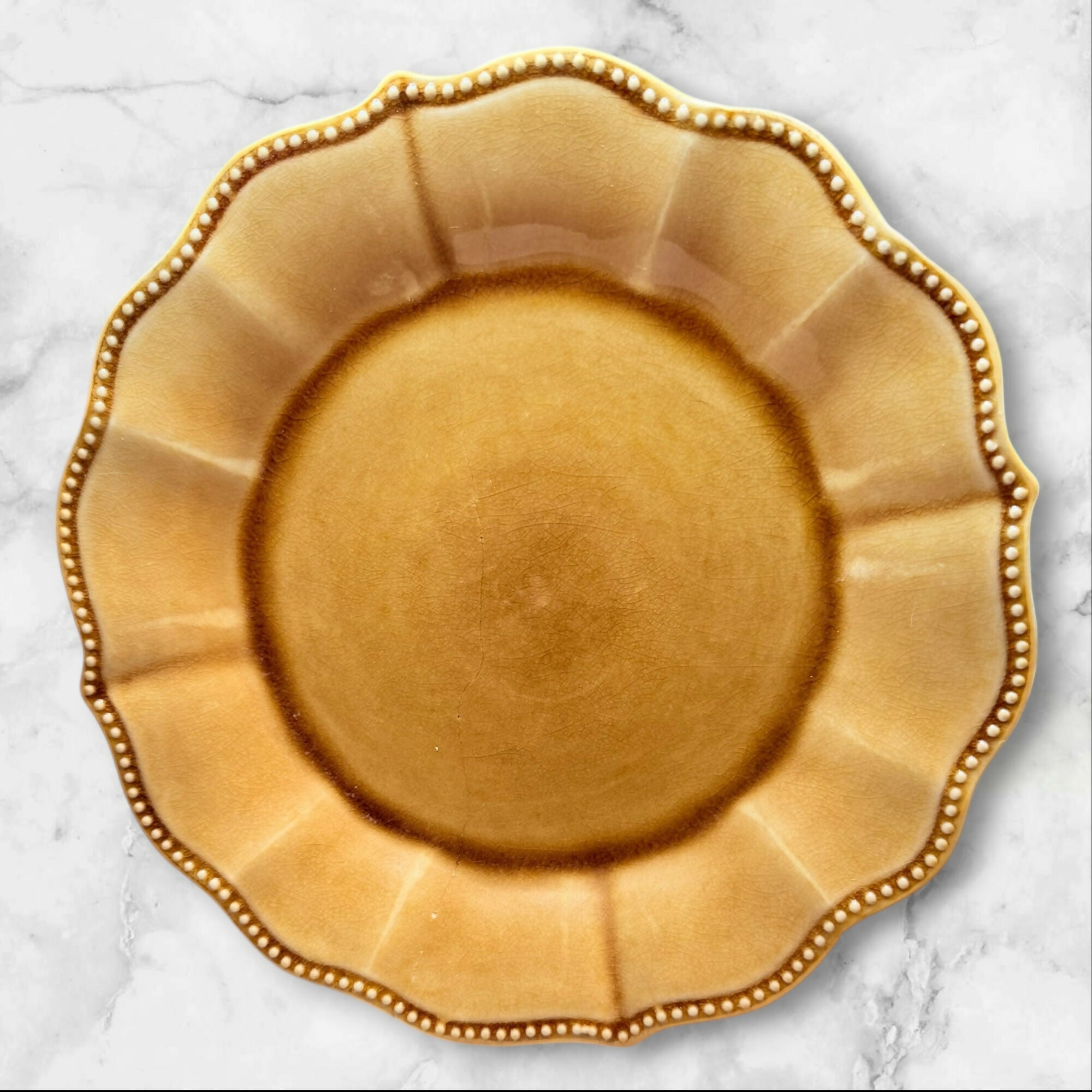Pioneer Woman Paige Amber Crackle Dinner Plates | Set of 4 | Good Condition