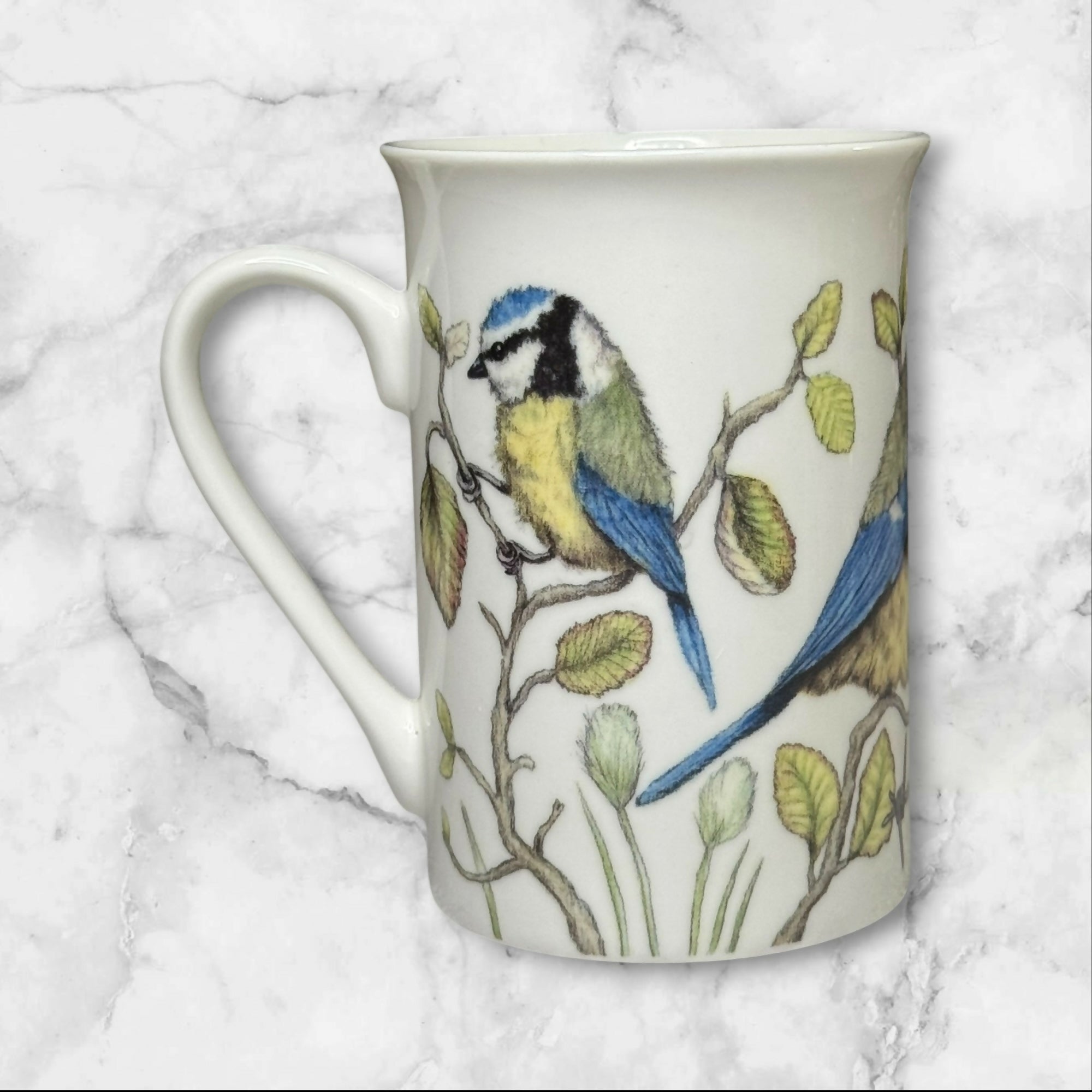 Kent Pottery Blue Tit Bird Mugs Set of 2 | English Countryside | Excellent Condition