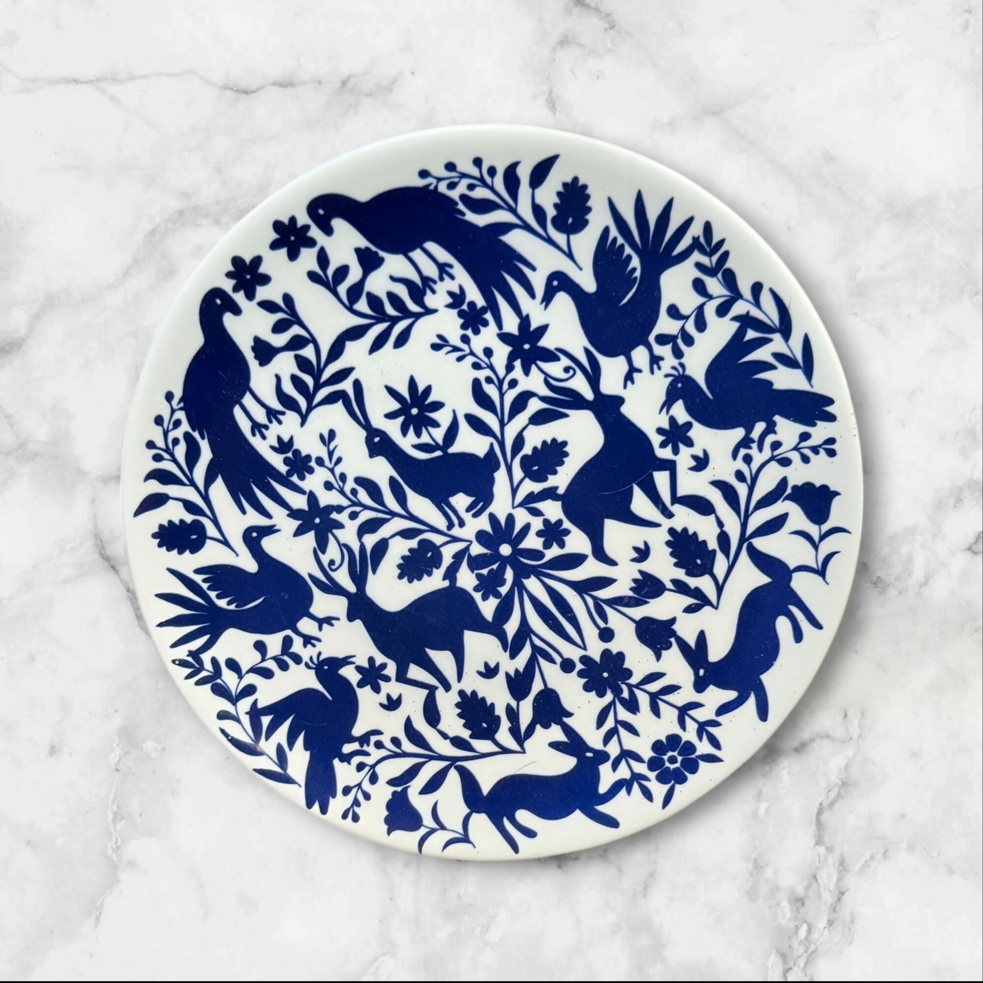 Ashland Feliz Navidad Blue White Salad Plates Set of 4 Excellent Condition