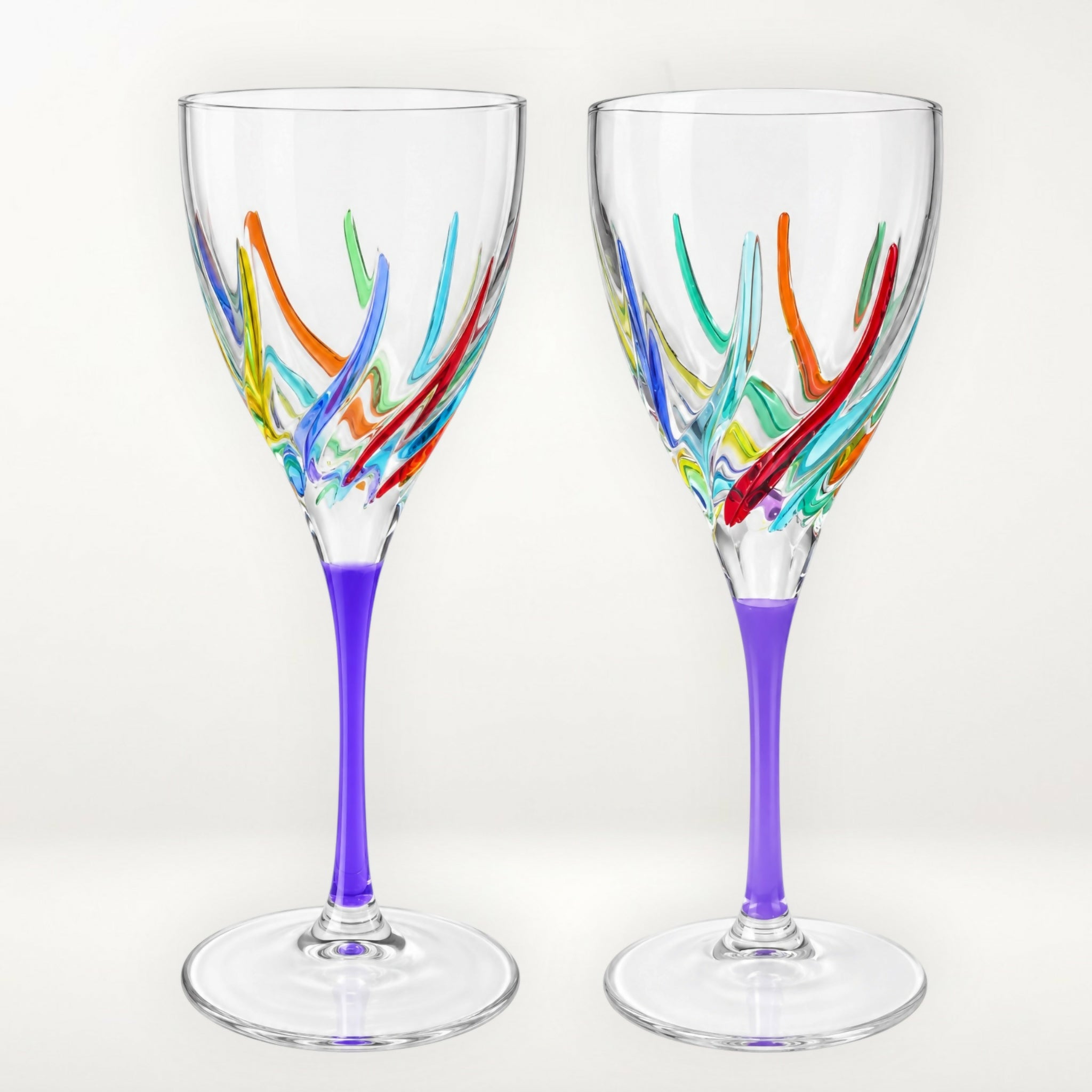 Zecchin Murano Style Art Glass Wine Glasses | Set of 2 | Excellent Condition