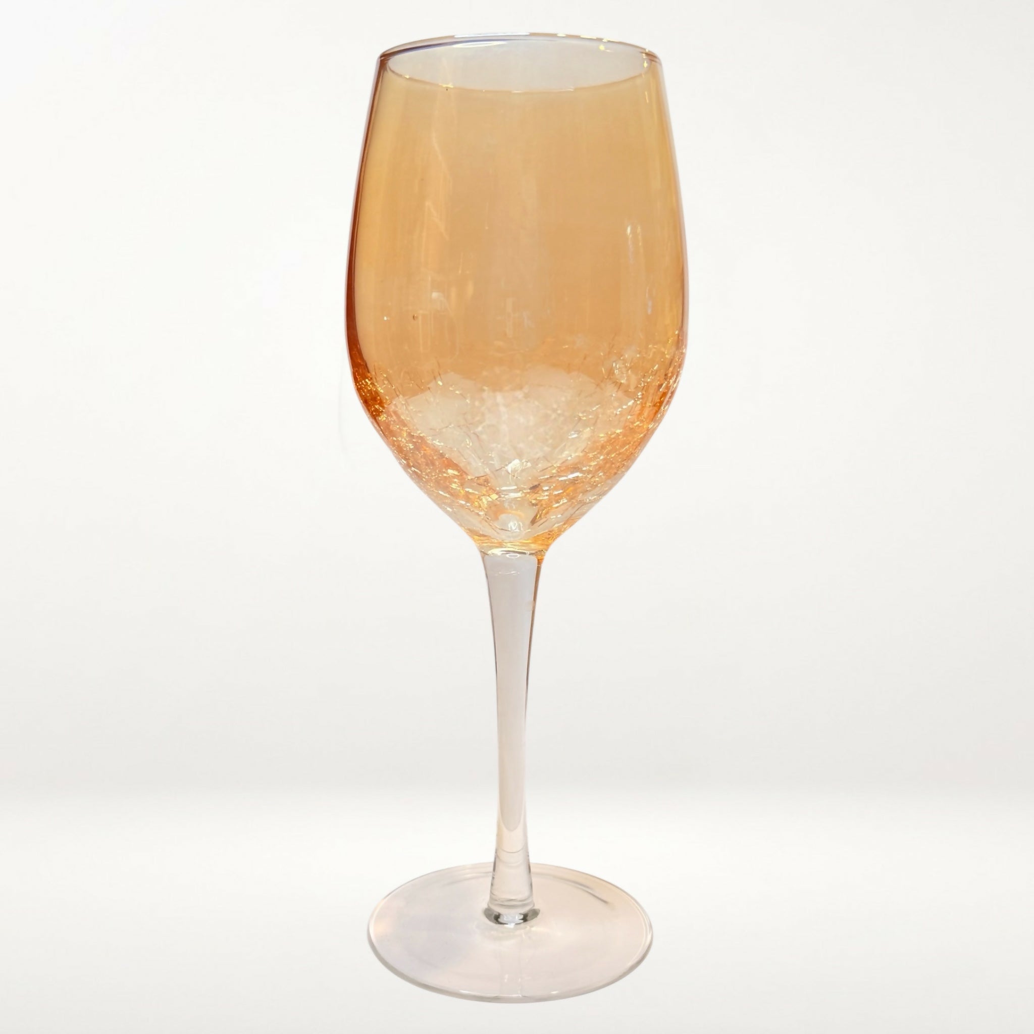 Pier 1 Amber Crackle Golden Luster Wine Glasses | Set of 3 | Excellent