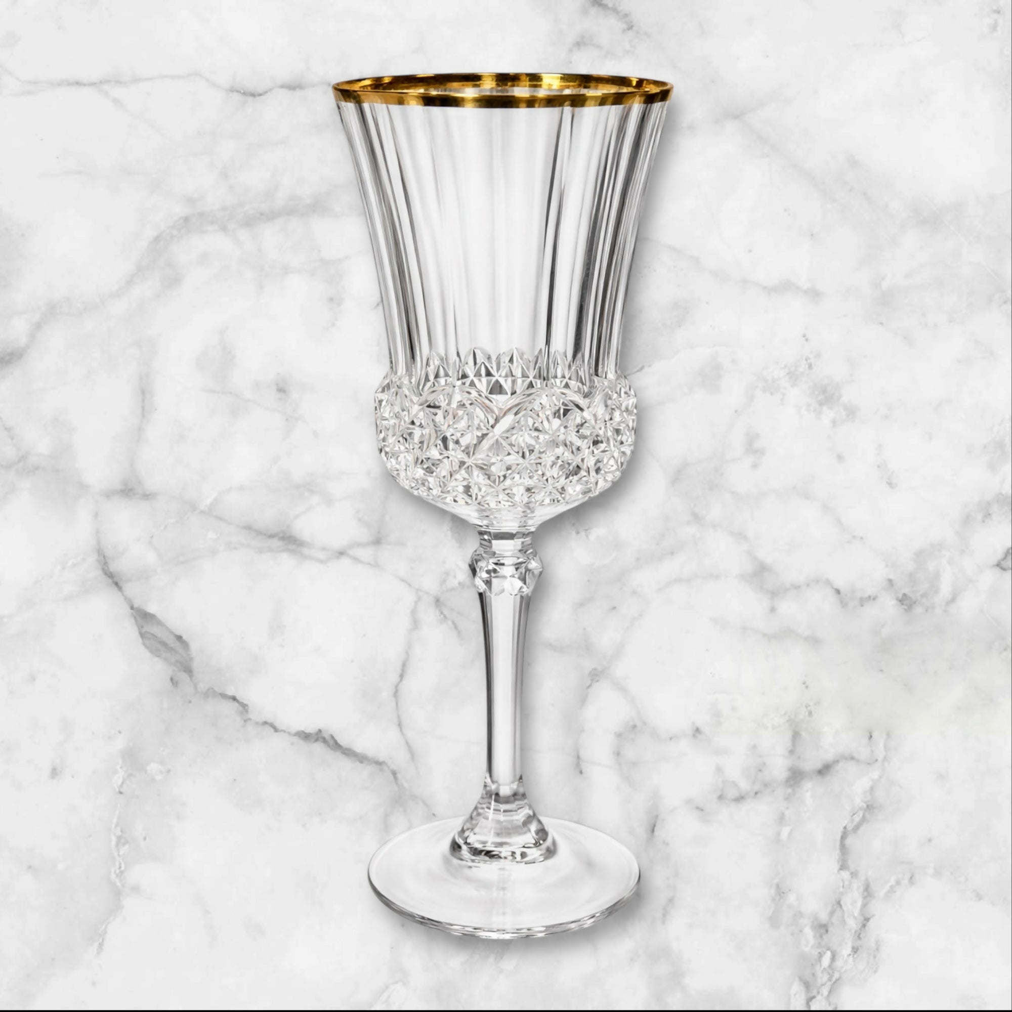 Cristal D’Arques Longchamp Gold Wine Glasses | Set of 5 | Excellent
