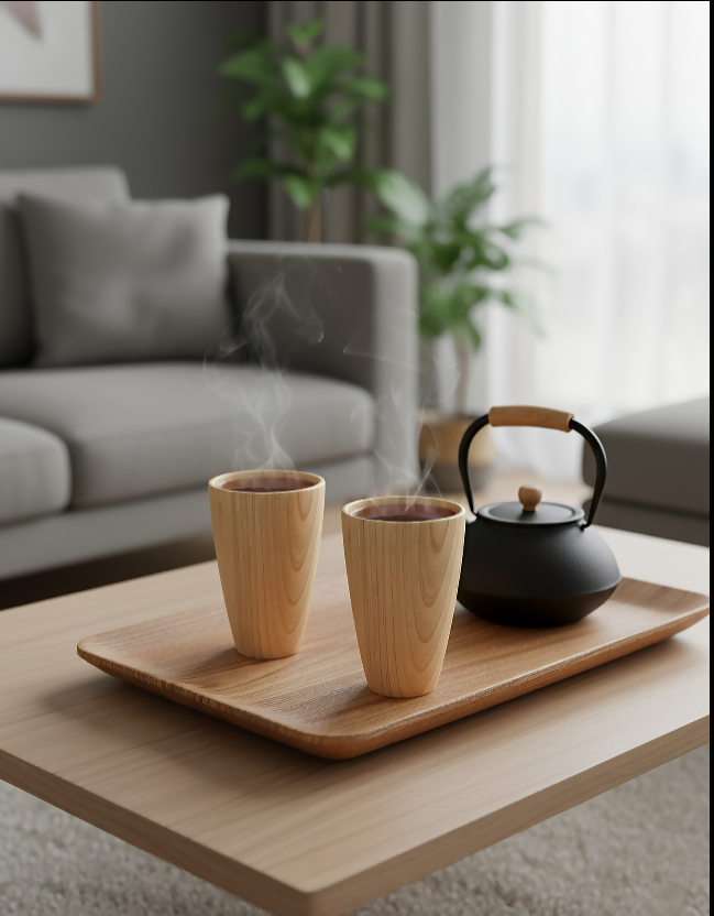 Anygleam Light Brown Wooden Tea Japanese Cups Kitchen Tools Accessories