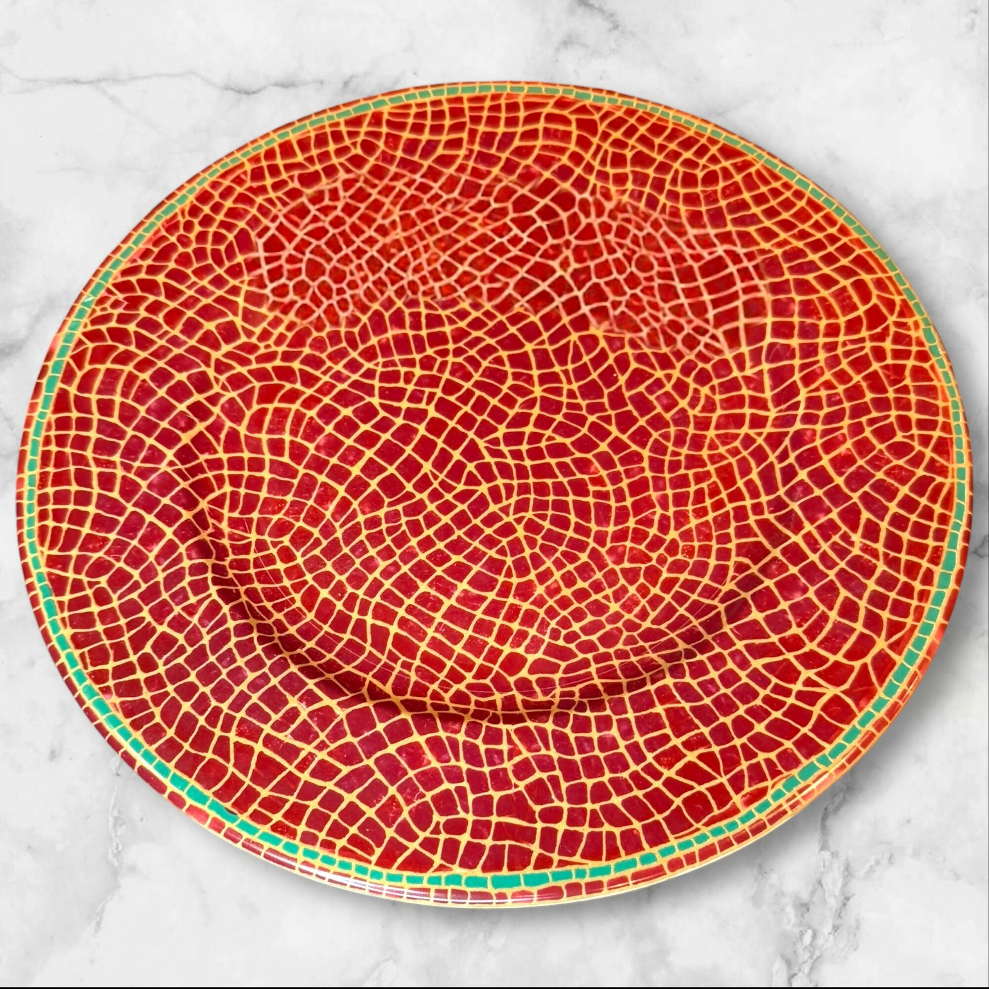 Pier 1 Mosaic Fruit Chop Plates / Round Platters | Set of 5 | Great Condition