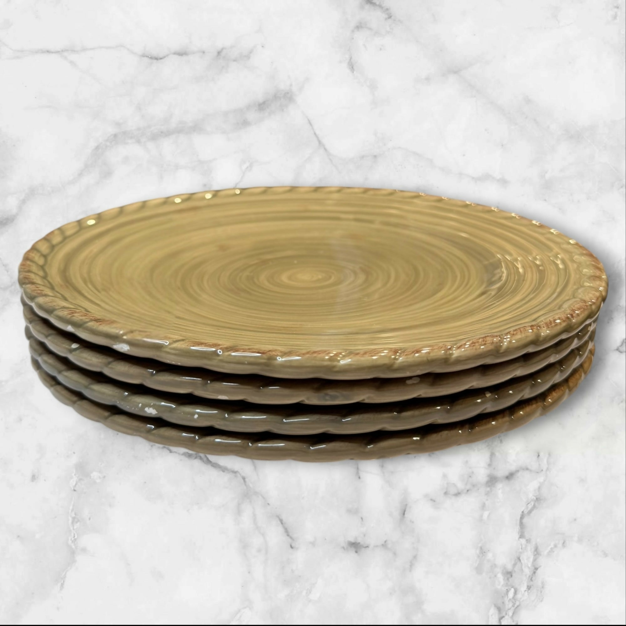 Artimino Tuscan Countryside Sage Green Dinner Plates Set of 4 Gently Used