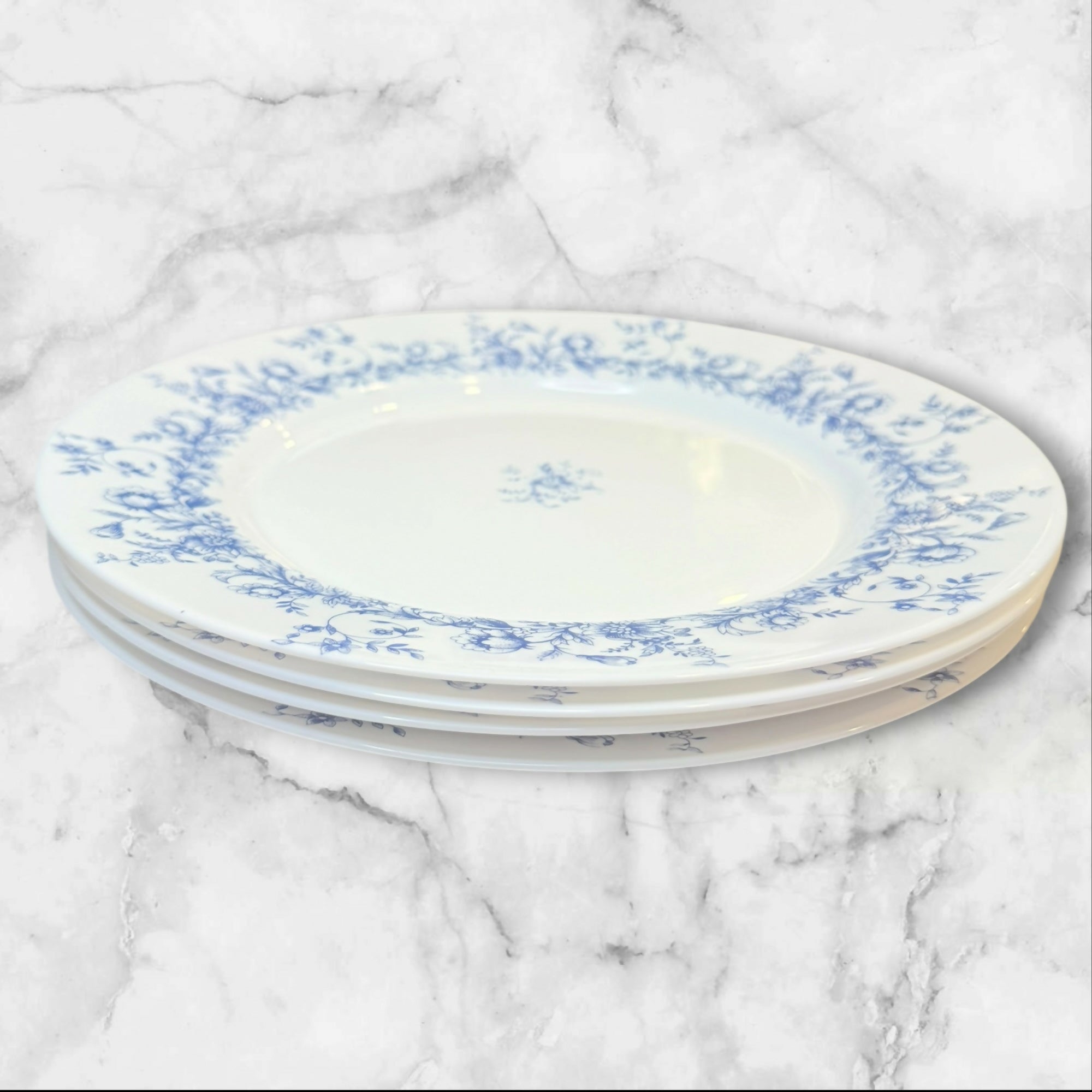 Arcopal Glenwood Dinner Plates Set of 4 Blue Floral Great Condition