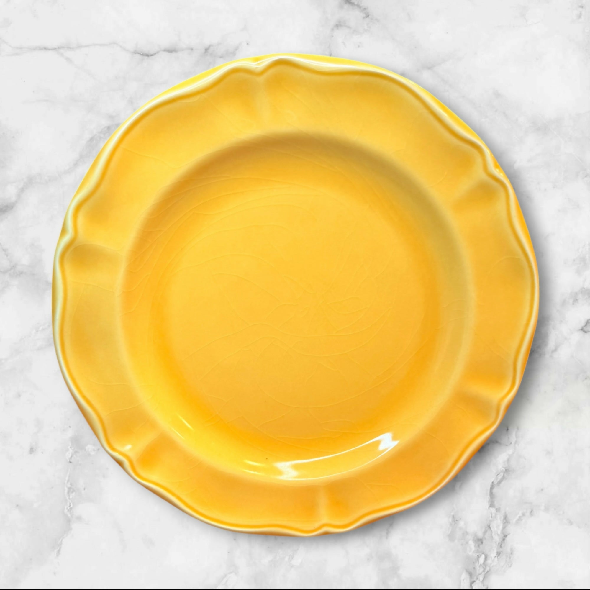 Varages France Yellow Scalloped Salad Plates Set of 6 | Great Condition