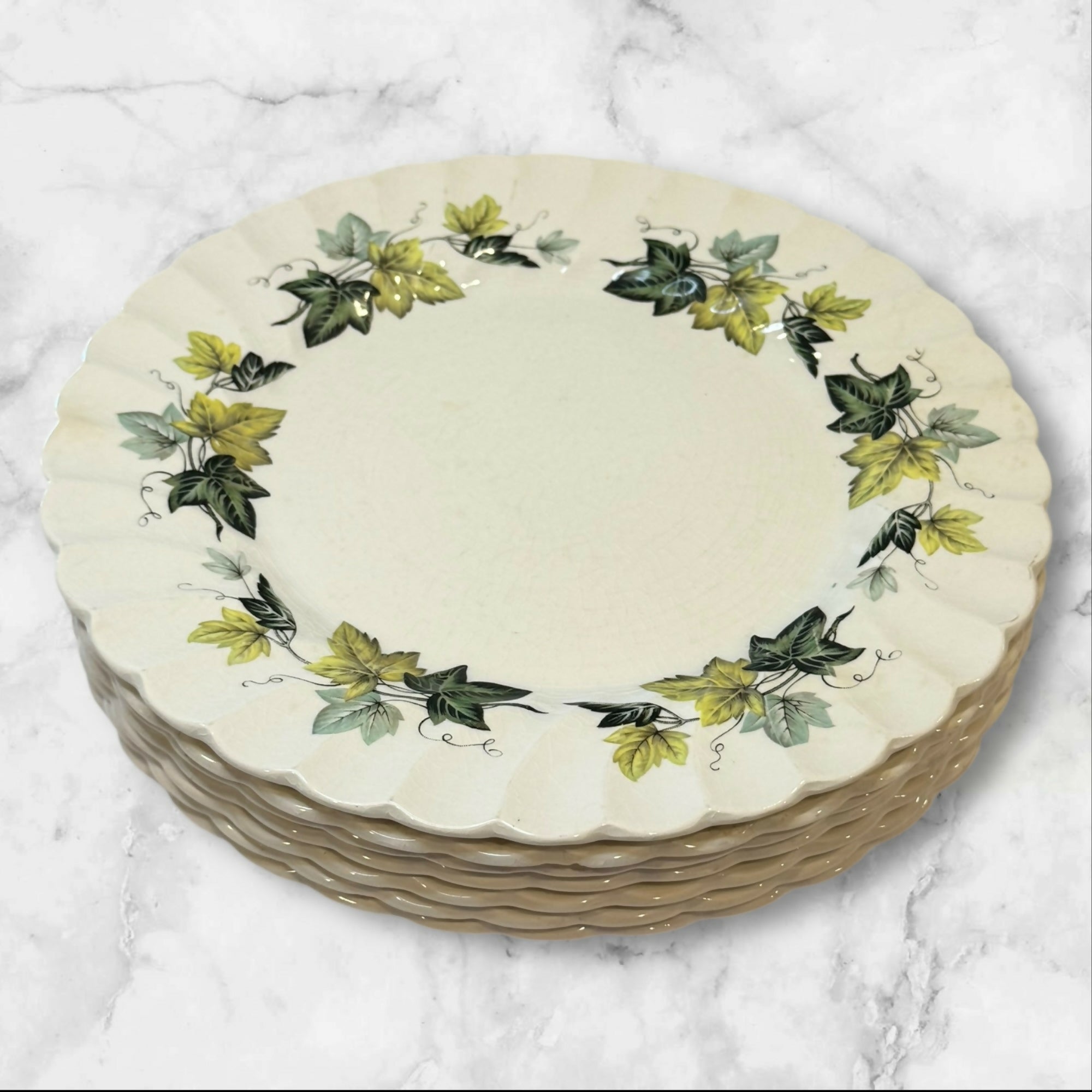 Myott Staffordshire Evergreen Dinner Plates | Set of 7 | Vintage