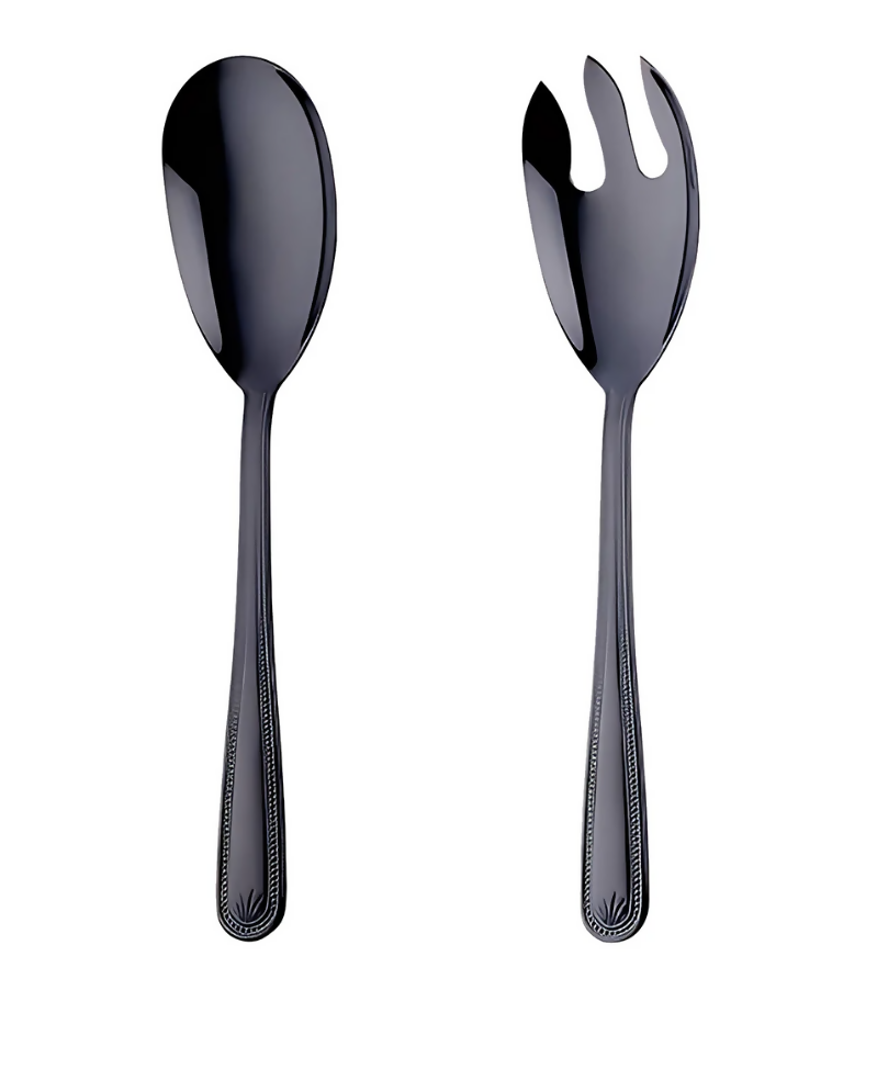 Anygleam Black Giant Spoon & Fork Set – 2-Piece Stainless Steel