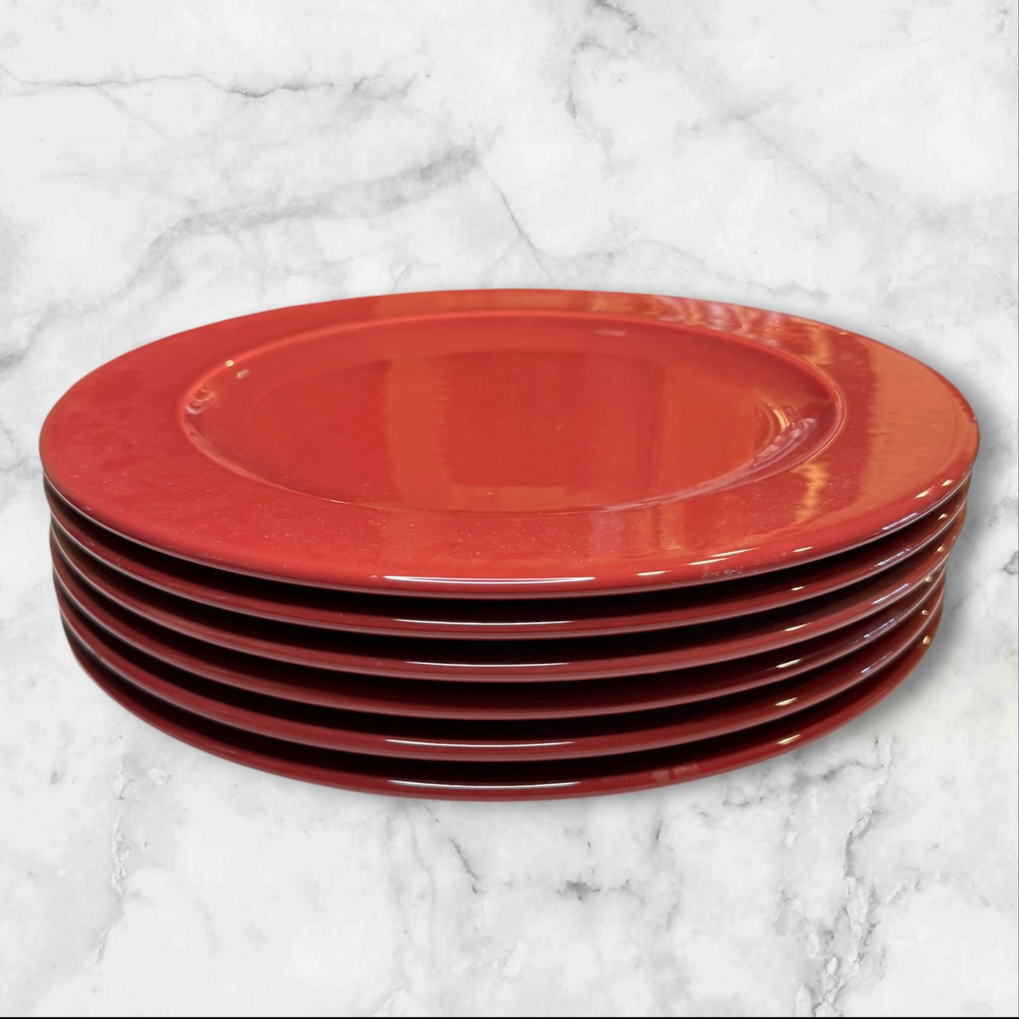 Pier 1 Maroon Glazed Stoneware Charger Plates Italy | Set of 6 | Great