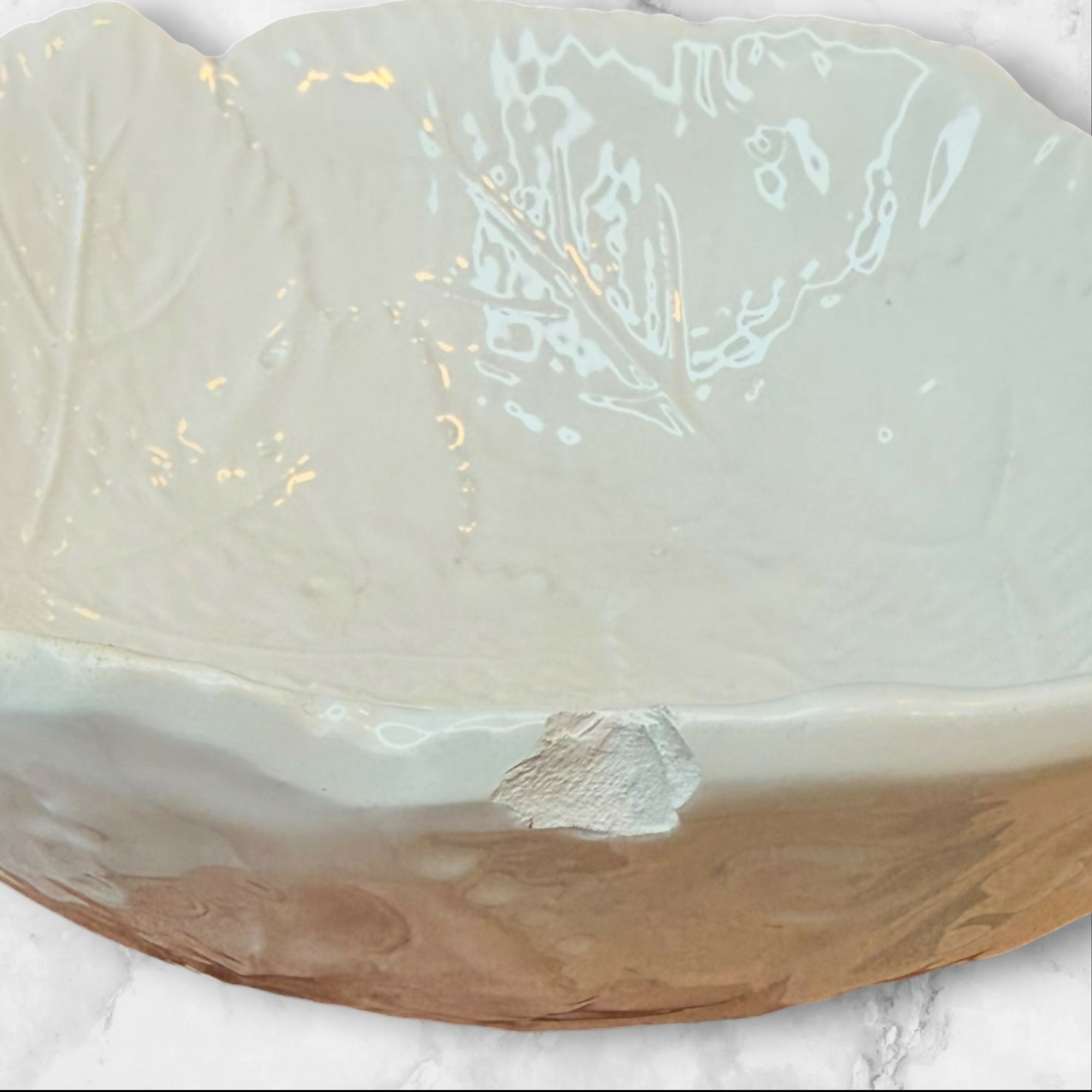Italian Leaf Embossed Ceramic Bowls | Set of 4 | Made in Italy | Good Condition