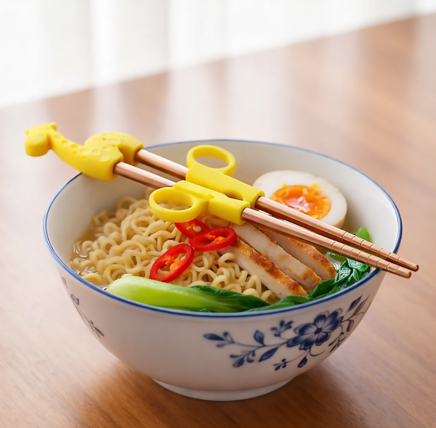 Anygleam Red Rainbow Giraffe Chopsticks – 1 Pair | Reusable Stainless Steel Cartoon Kids Utensils