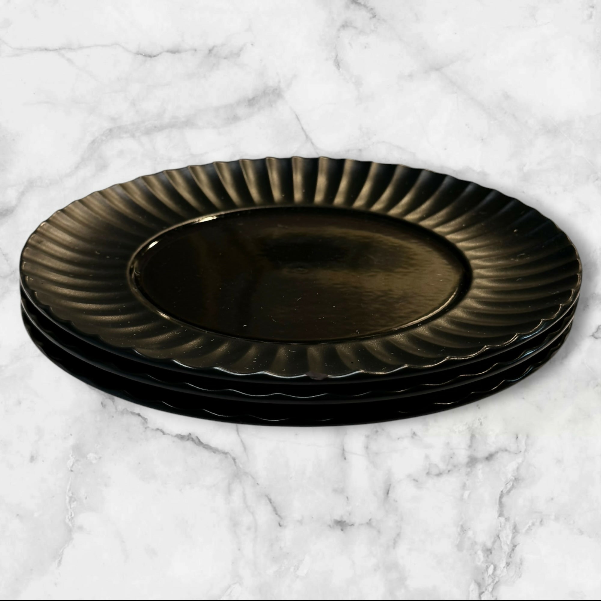 Sasaki Dynasty Black Twilight Dinner Plates Set of 3 | Good Condition | Rare