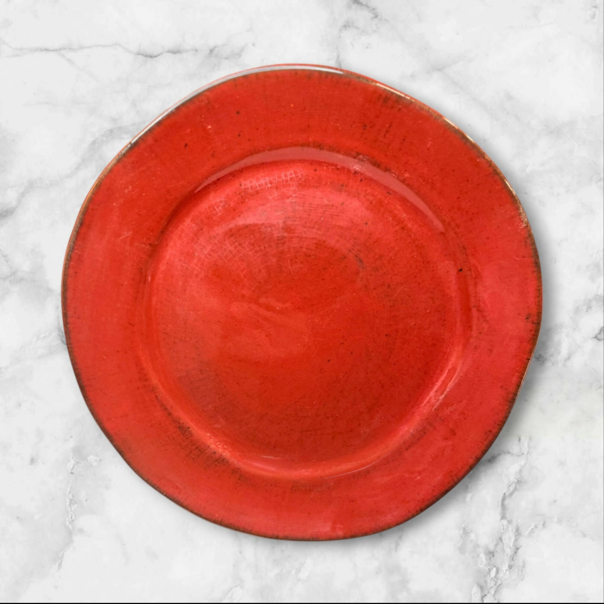Crate & Barrel Rustic Red Freeform Salad Plates Set of 4 | Excellent Condition