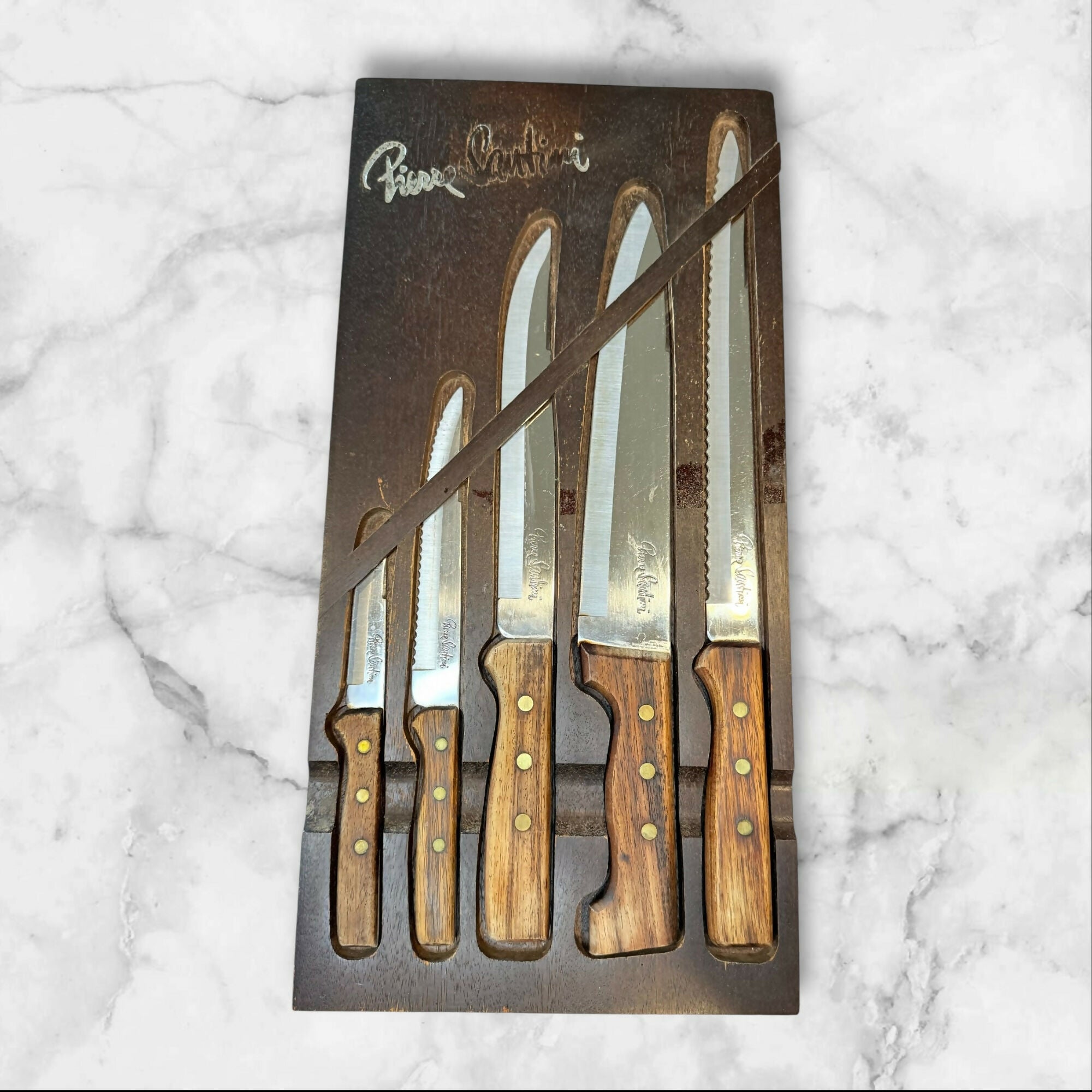 Pierre Santini 5 Pc Knife Set with Wood Handles | Great Condition