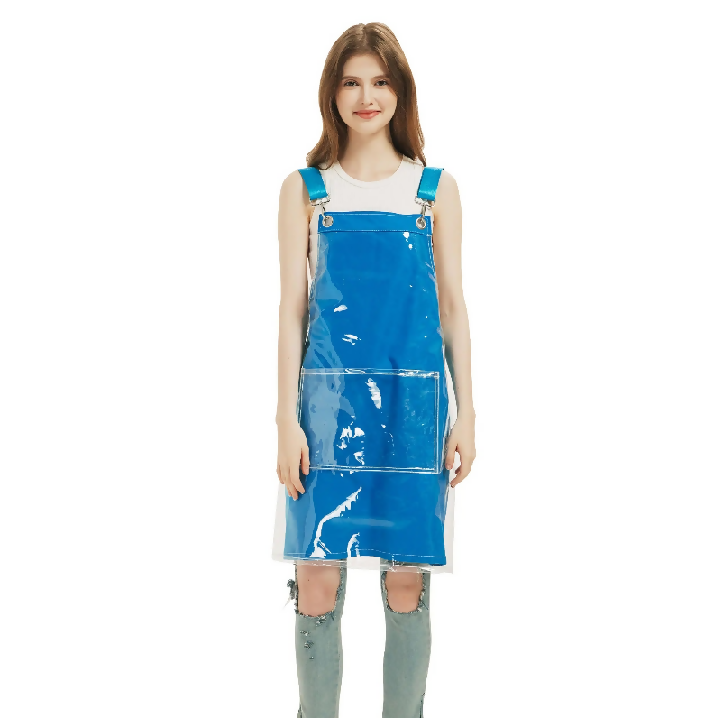 Anypron Waterproof Canvas Kitchen Apron Blue for Cooking and Work