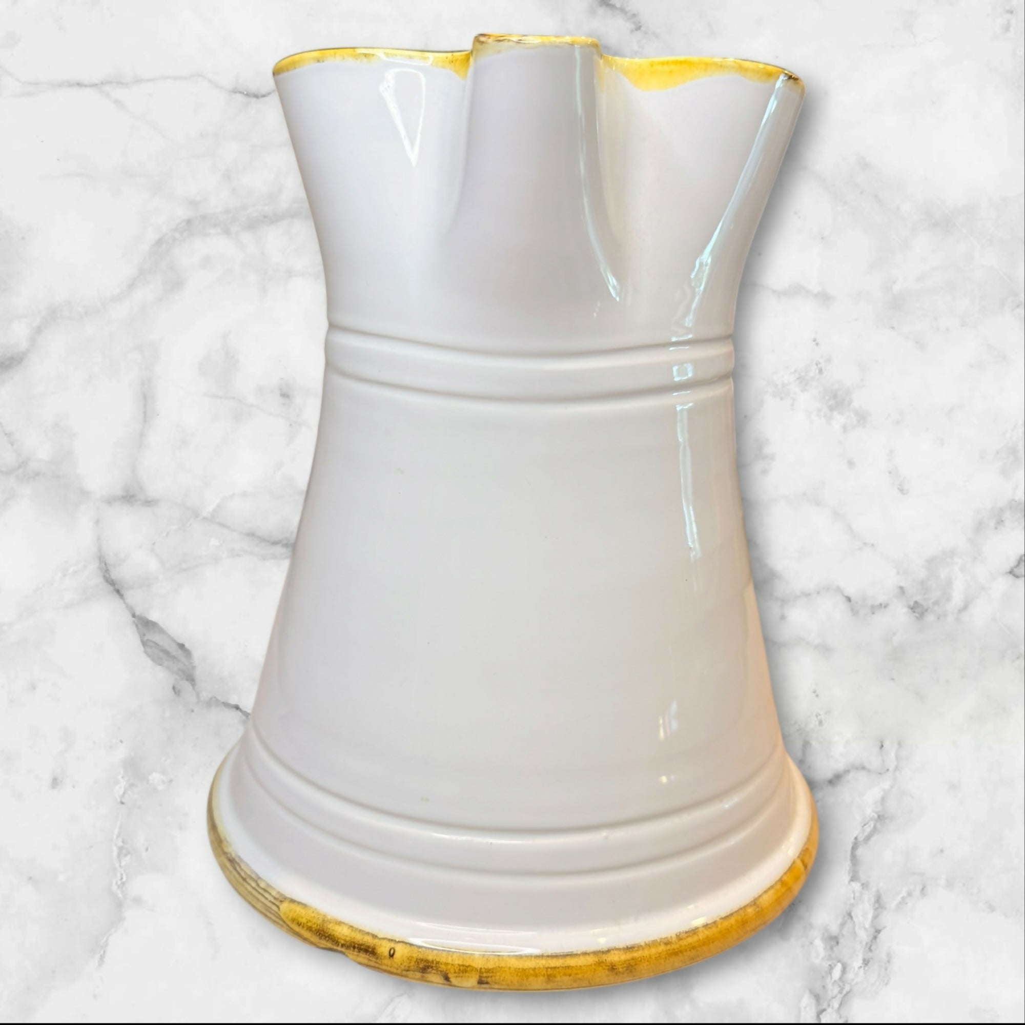 Sur La Table Rustic White Stoneware Pitcher Vase | Excellent Condition | Italy
