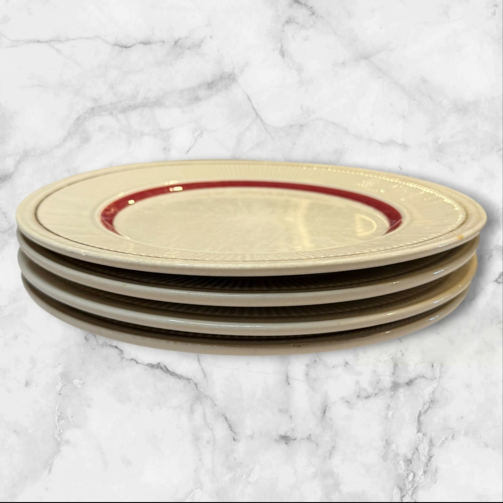 Anchor Hocking Shenango China Red Band Dinner Plates Set of 4 | Good Condition