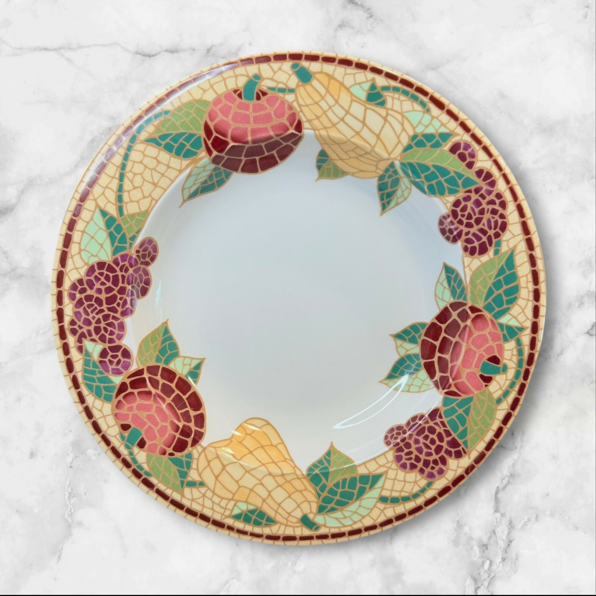 Pier 1 Mosaic Fruit Rim Soup Bowls | Set of 4 | Good Condition