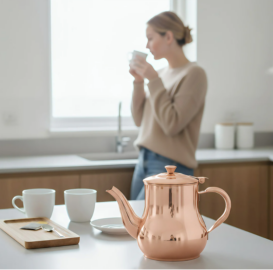 Anygleam Rose Gold Stainless Steel Teapot with Filter – Multi-Purpose Kettle for Coffee, Tea, Oil & Seasonings