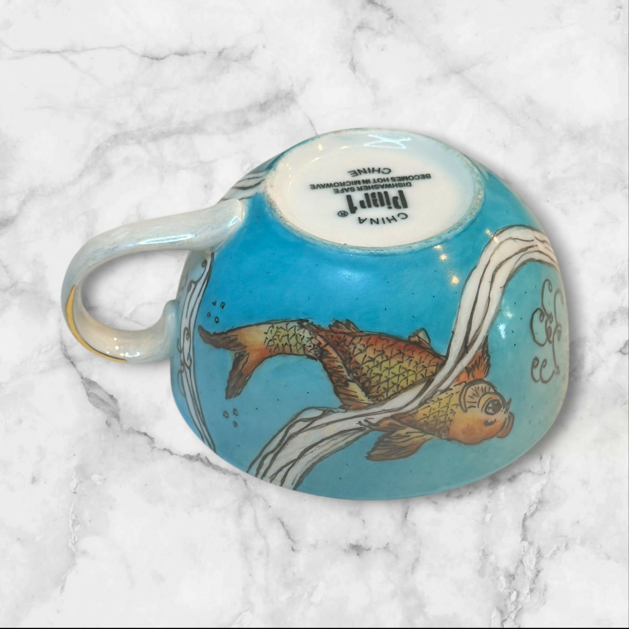 Pier 1 Imports Koi Fish Bouillon Soup Cups Set of 2 | Vintage Rare | Excellent Condition