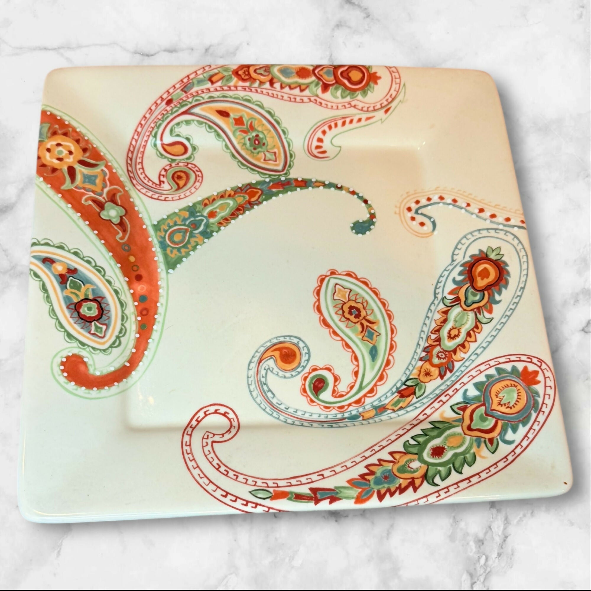 Tabletops Unlimited Misto Multi Paisley Dinner Plates | Set of 4 | Great Condition