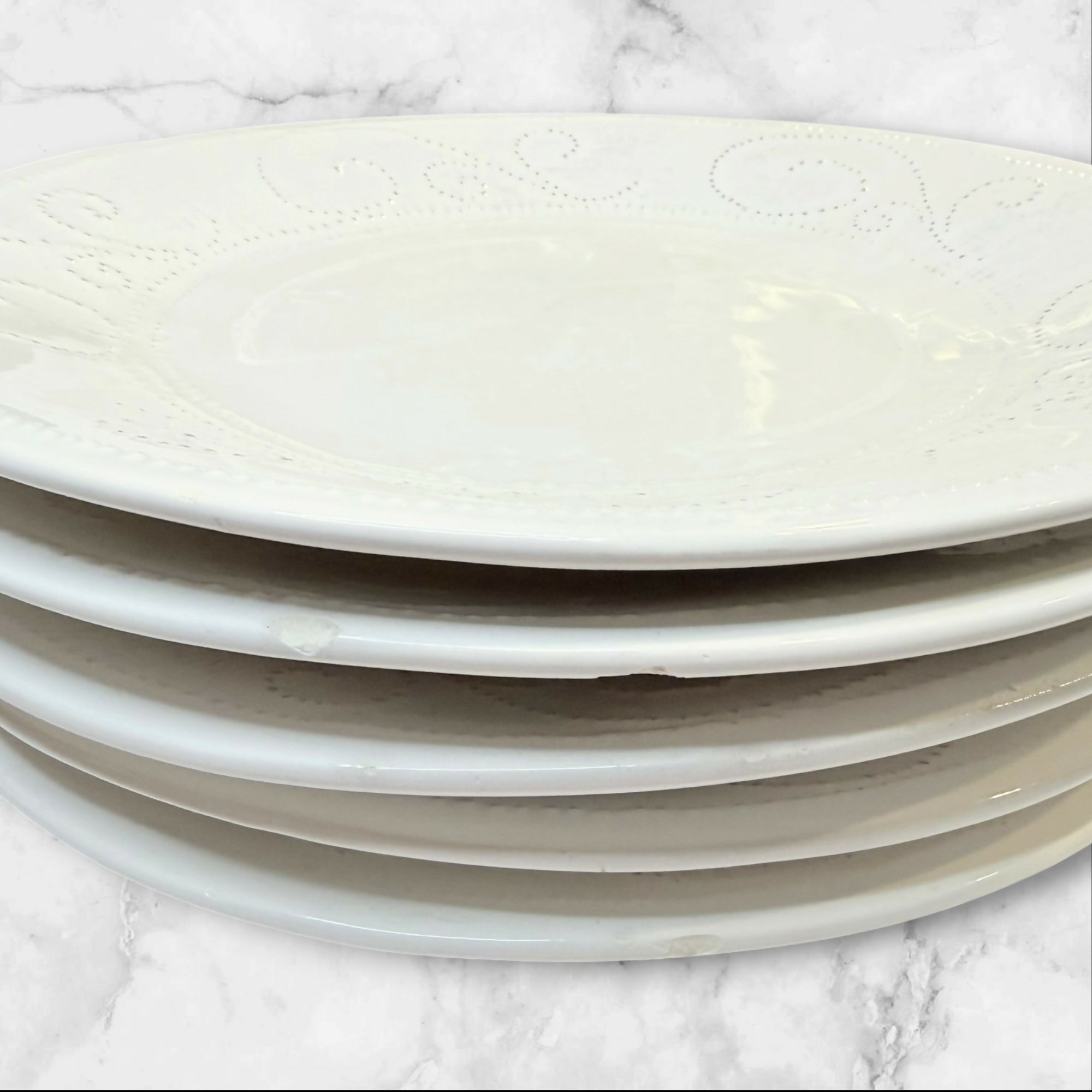 Sweet Ceramics SWZ1 White Dinner Plates | Set of 5 | Gently Used