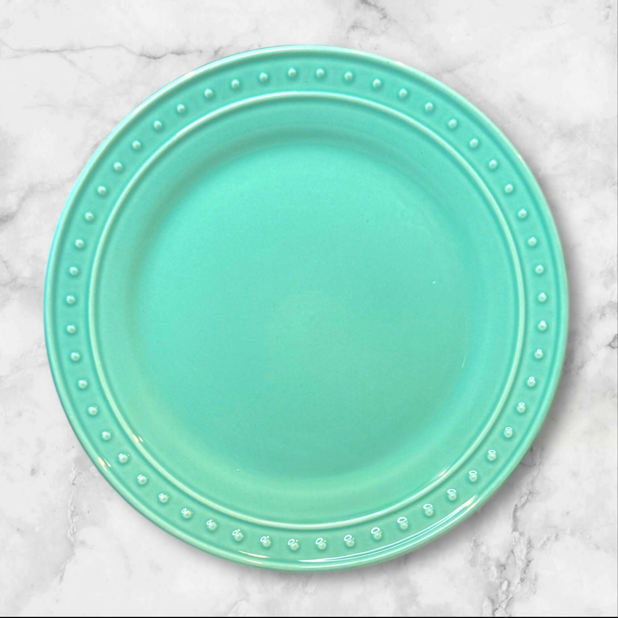 World Market Nantucket Aqua Salad Plates | Set of 4 | 8.5” | Excellent Condition