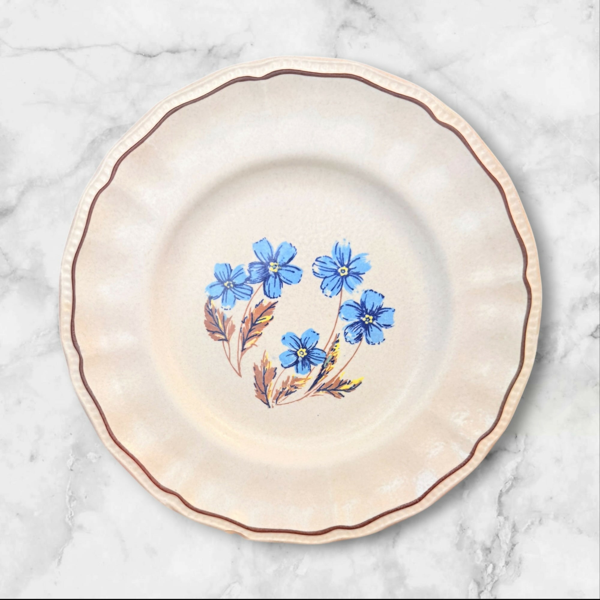 Kensington England Blue Floral Ironstone Dinner Plates Set of 4 | Good Condition