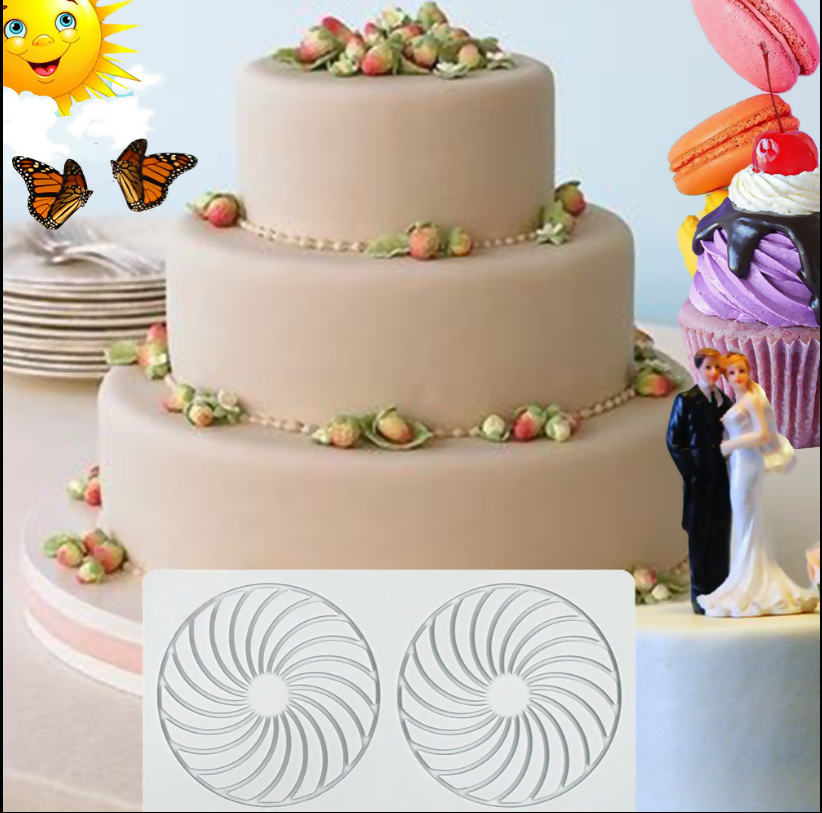 Anygleam Fondant Molder Grey Round Spiral Lace Pad Silicone Cake Baking Confectionery Tools