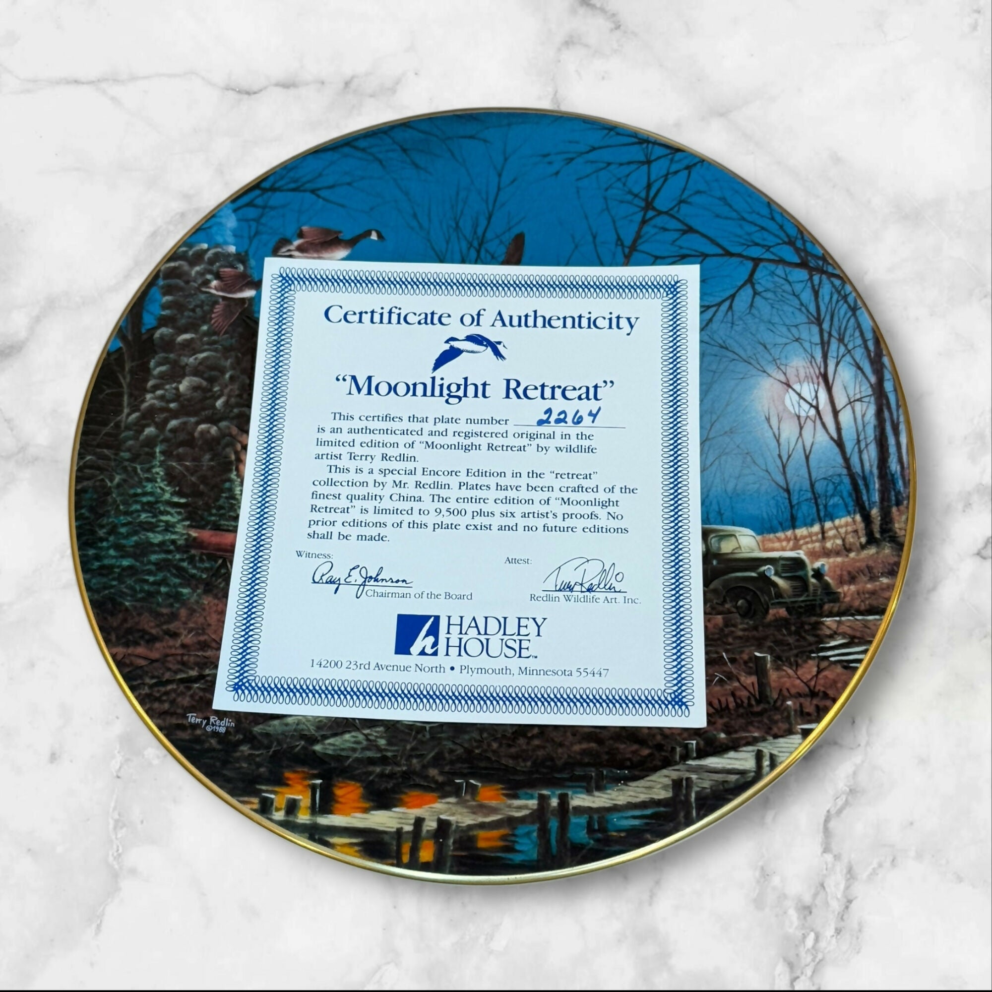 Terry Redlin Moonlight Retreat Collector Plate | Hadley House | Excellent Condition