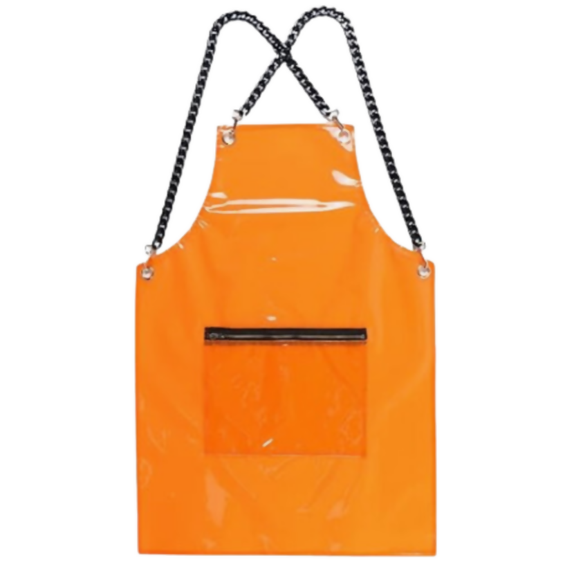 Anypron Barber Apron Orange Waterproof Cross-Back 3 Pockets for Stylists
