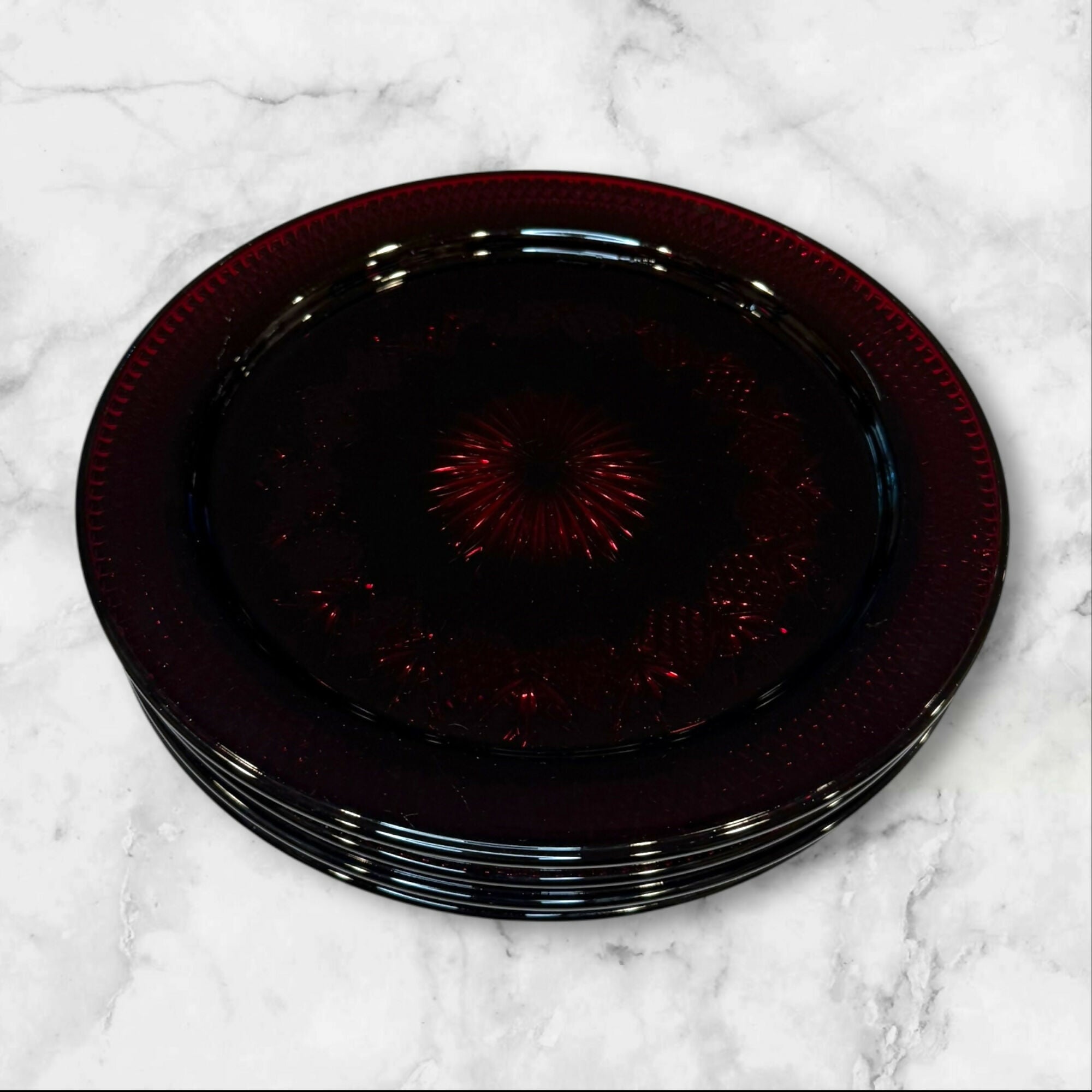 Cristal de Flandre Salzburg Ruby Glass Charger Plates | Set of 4 | Great Condition