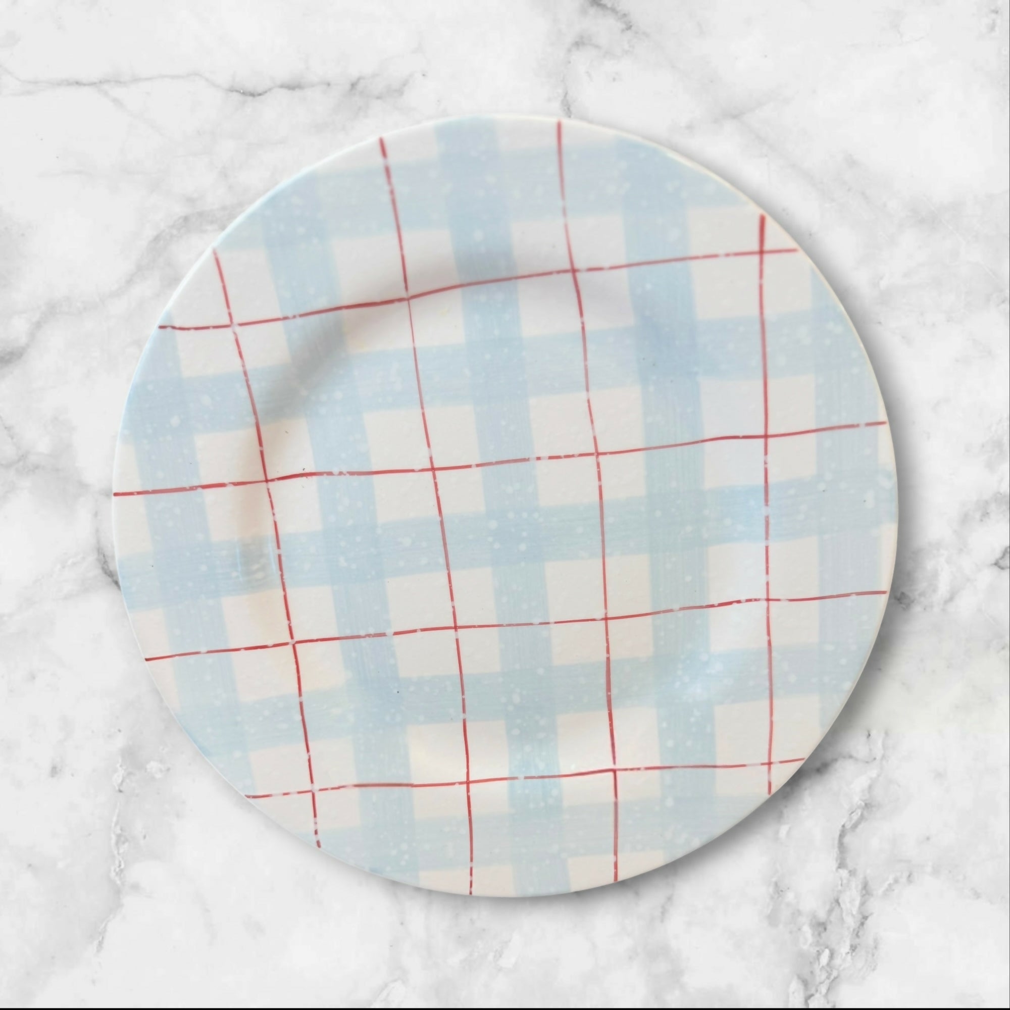 HOME Plaid Salad Plates Set of 4 | Blue Red Check | Excellent Condition
