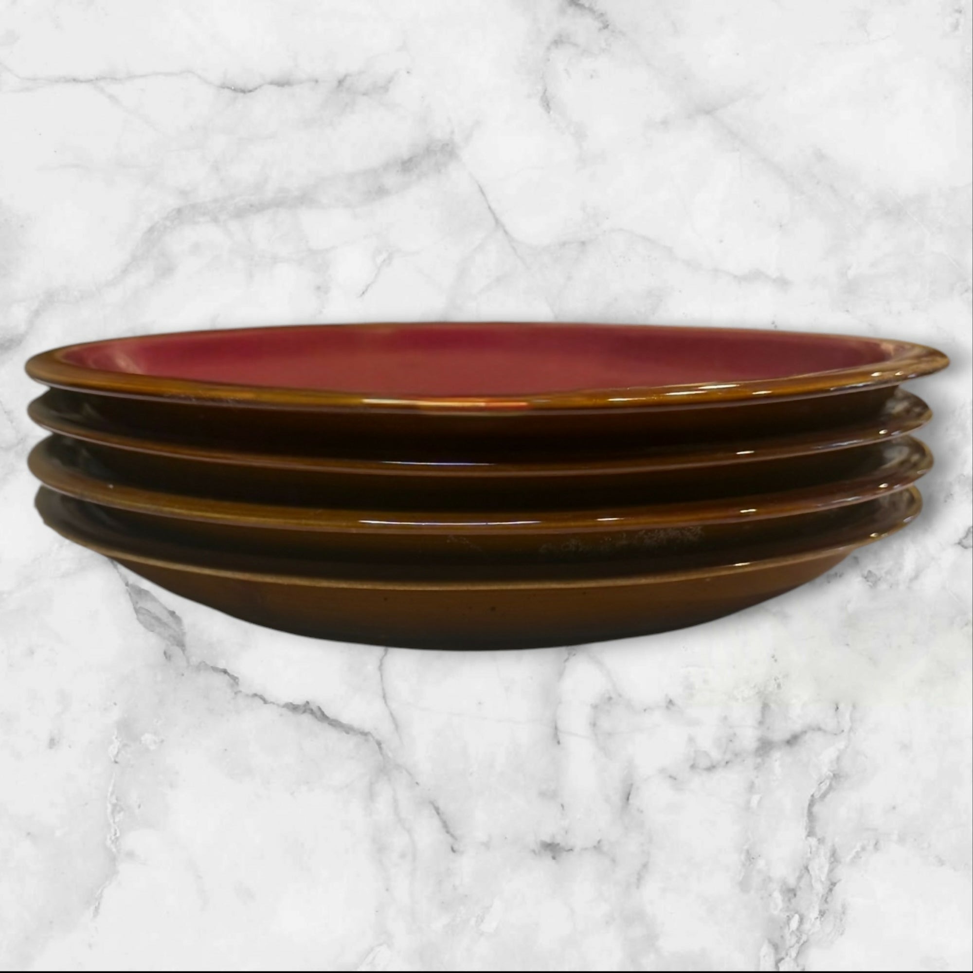 Marbella Red Reactive Dinner Plates | Set of 4 | Rustic Stoneware