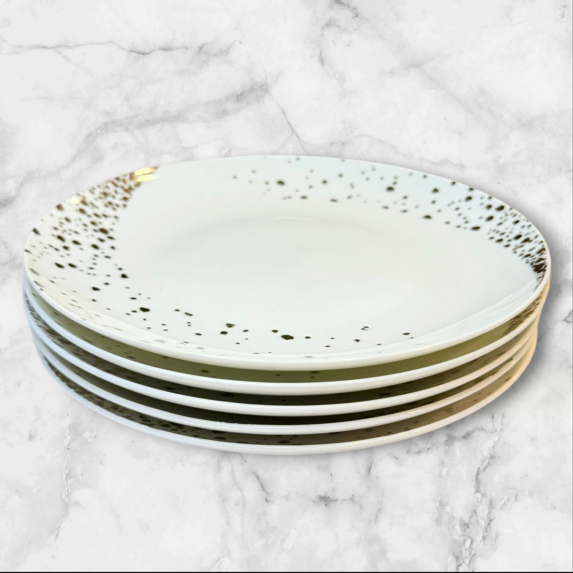 Crate & Barrel Speckled Salad Plates Set of 5 Modern Stoneware Excellent